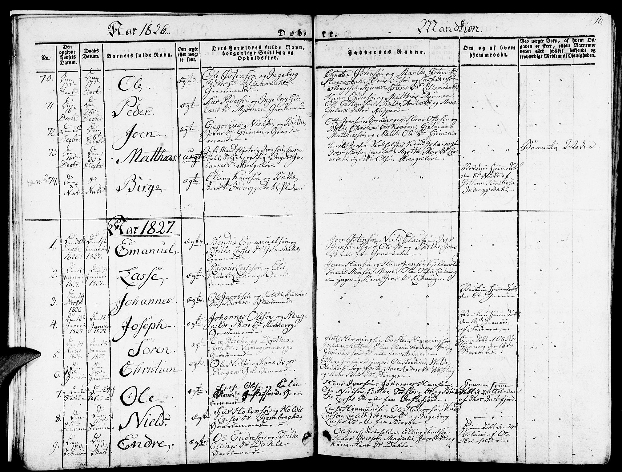 Gulen sokneprestembete, SAB/A-80201/H/Haa/Haaa/L0019: Parish register (official) no. A 19, 1826-1836, p. 10