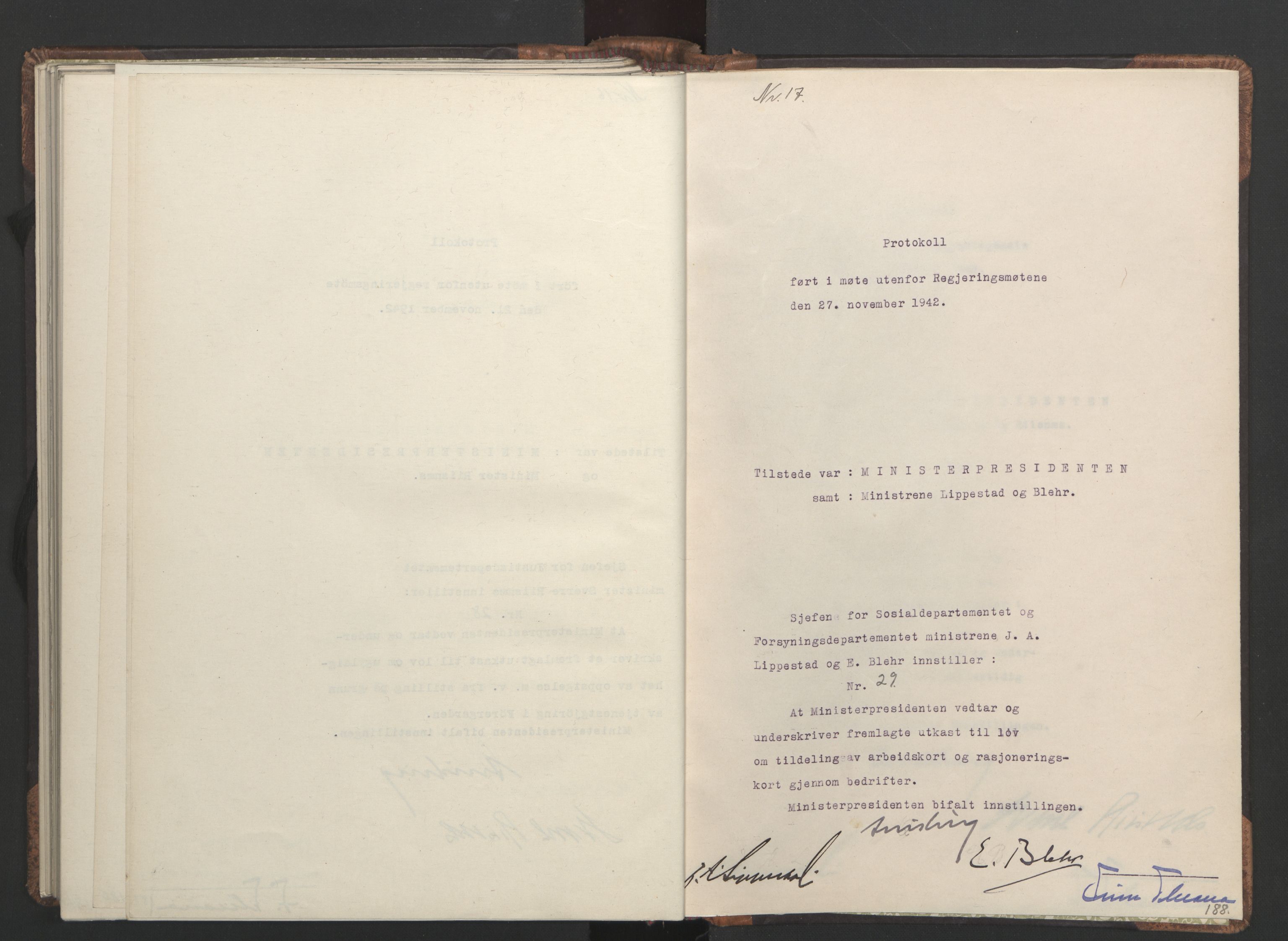 NS-administrasjonen 1940-1945 (Statsrådsekretariatet, de kommisariske statsråder mm), RA/S-4279/D/Da/L0001: Beslutninger og tillegg (1-952 og 1-32), 1942, p. 192