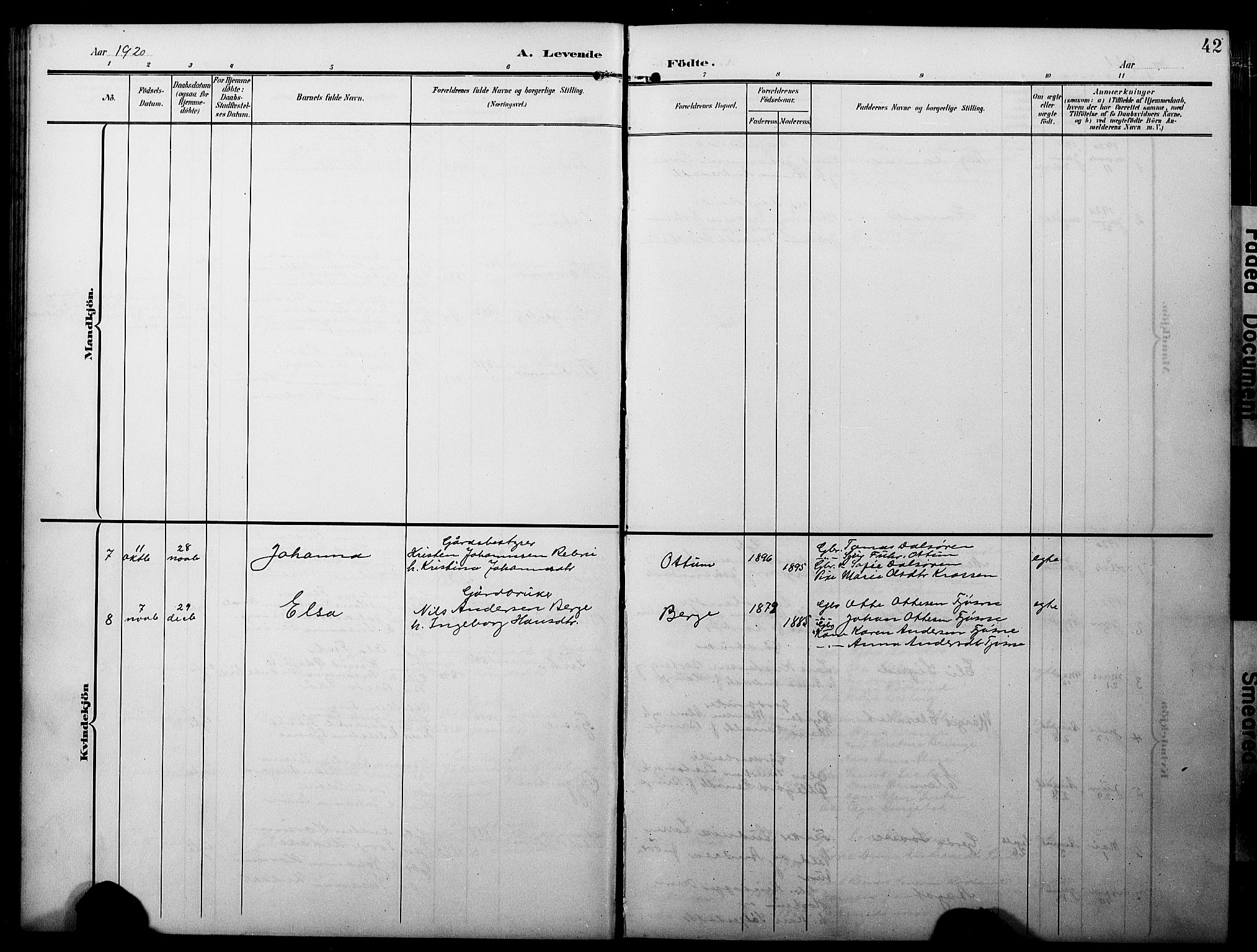 Luster sokneprestembete, AV/SAB-A-81101/H/Hab/Haba/L0001: Parish register (copy) no. A 1, 1903-1930, p. 42