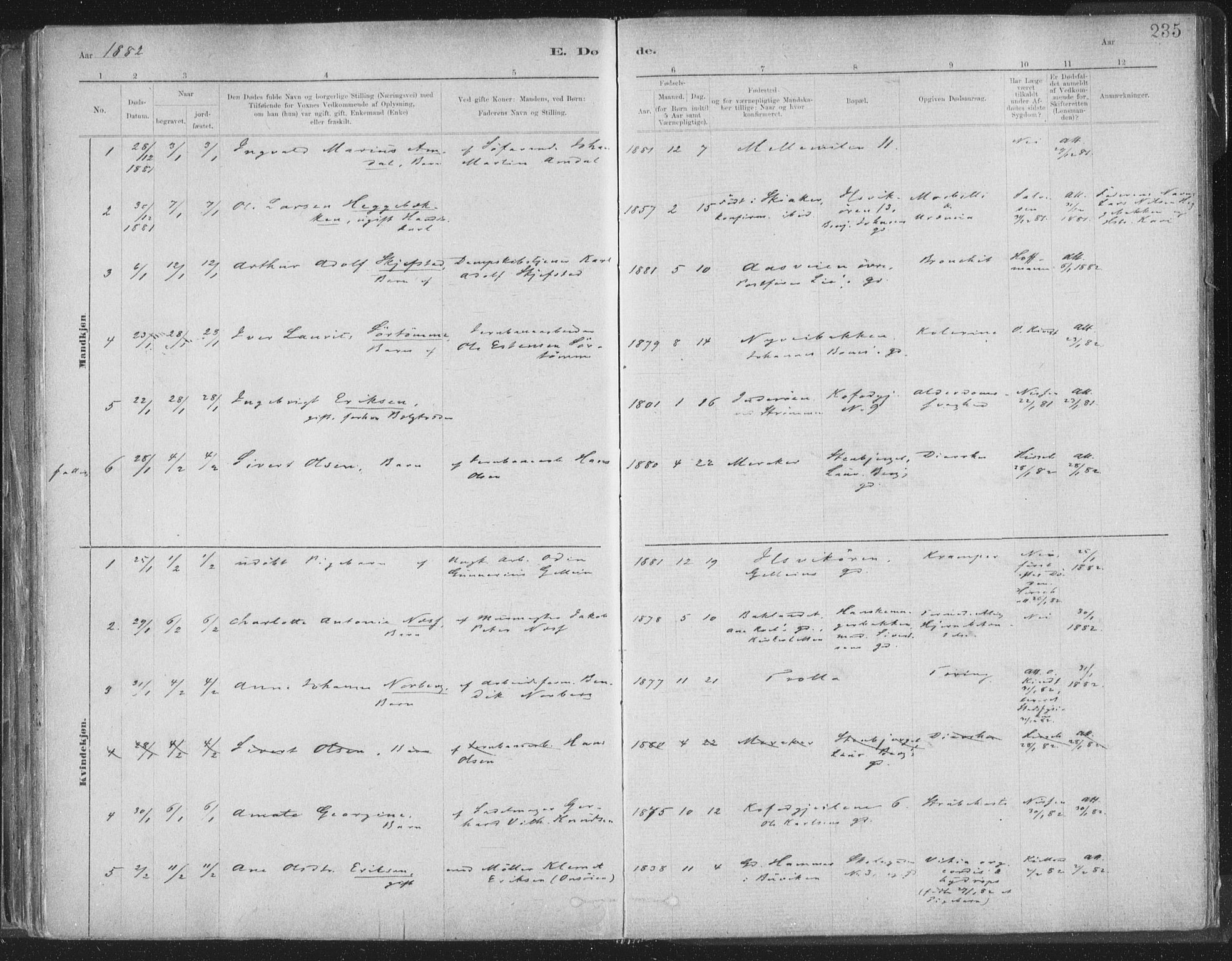 Ministerialprotokoller, klokkerbøker og fødselsregistre - Sør-Trøndelag, SAT/A-1456/603/L0162: Parish register (official) no. 603A01, 1879-1895, p. 235