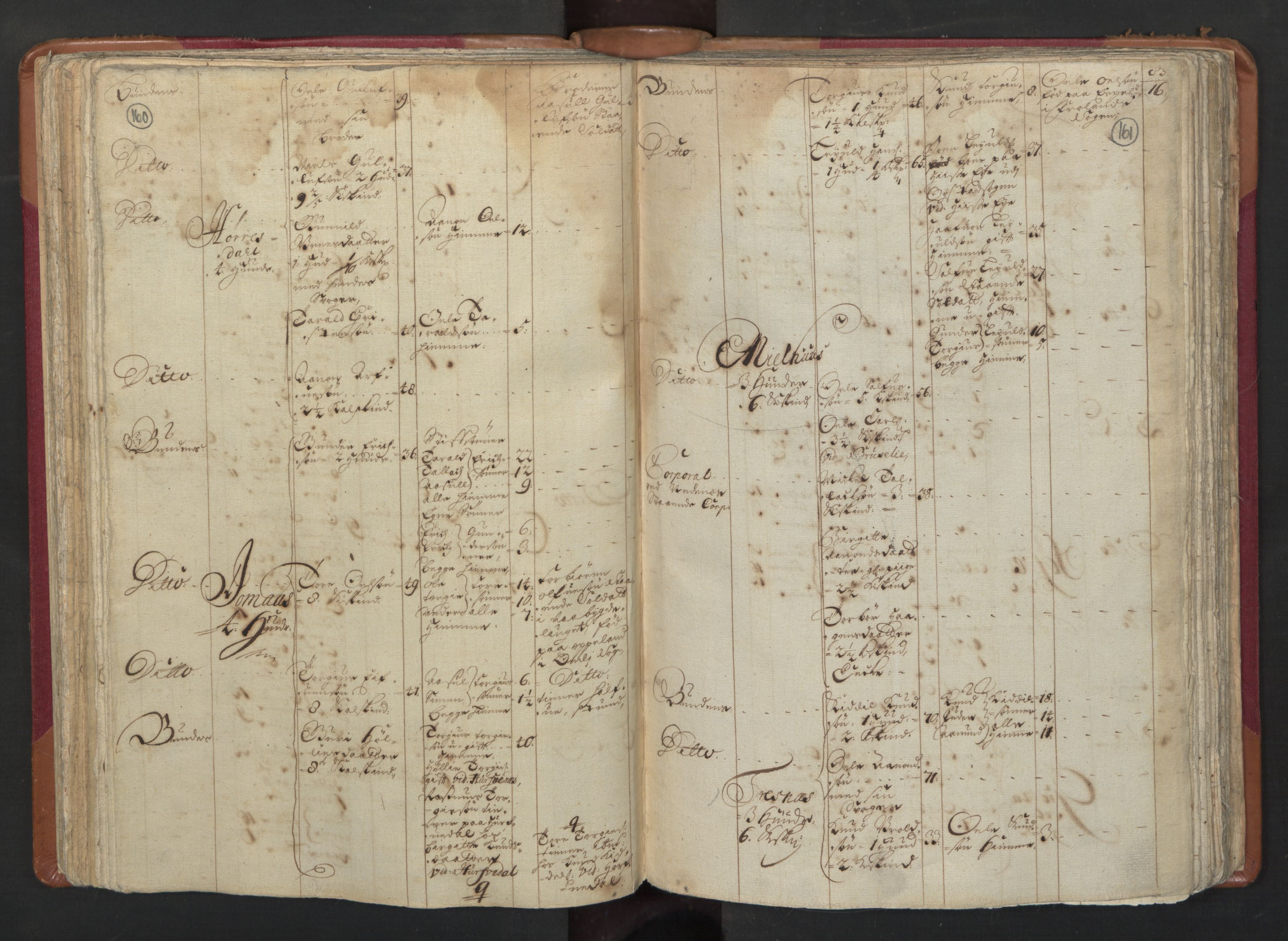 RA, Census (manntall) 1701, no. 3: Nedenes fogderi, 1701, p. 160-161