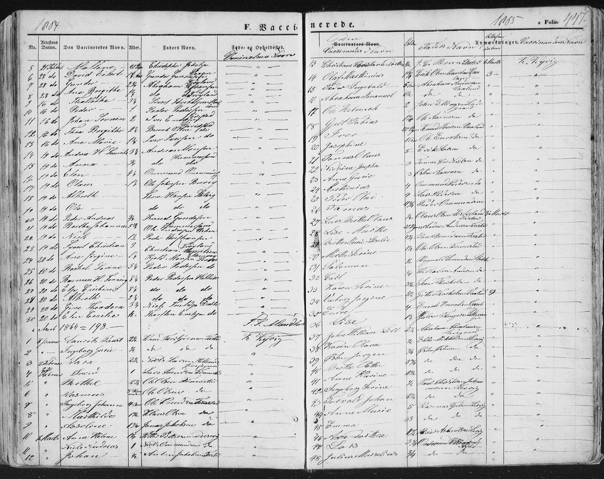 Hetland sokneprestkontor, AV/SAST-A-101826/30/30BA/L0002: Parish register (official) no. A 2, 1849-1869, p. 447