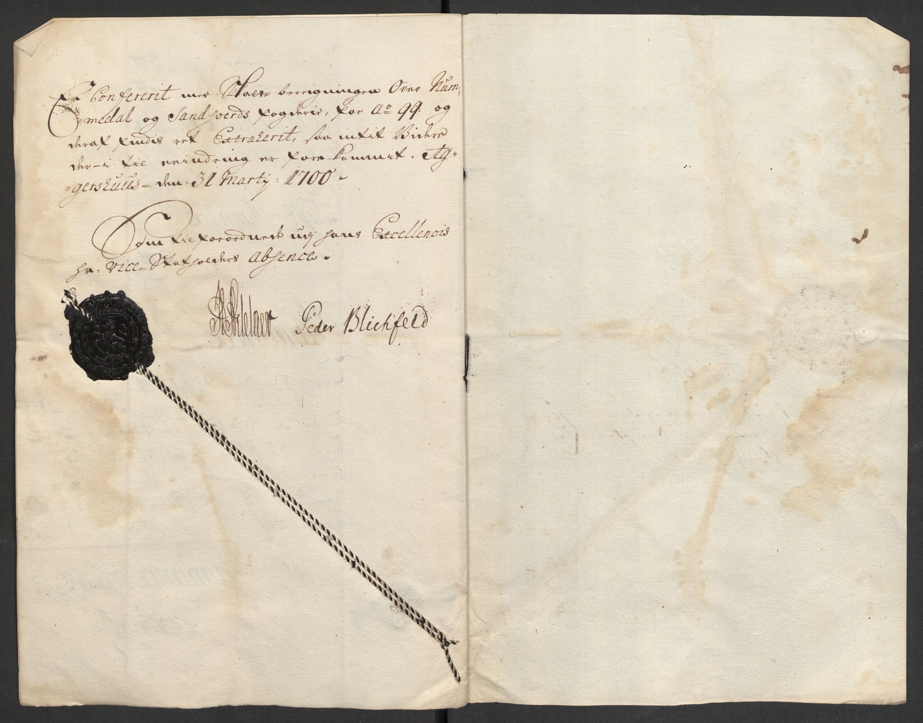 Rentekammeret inntil 1814, Reviderte regnskaper, Fogderegnskap, RA/EA-4092/R24/L1577: Fogderegnskap Numedal og Sandsvær, 1698-1700, p. 197