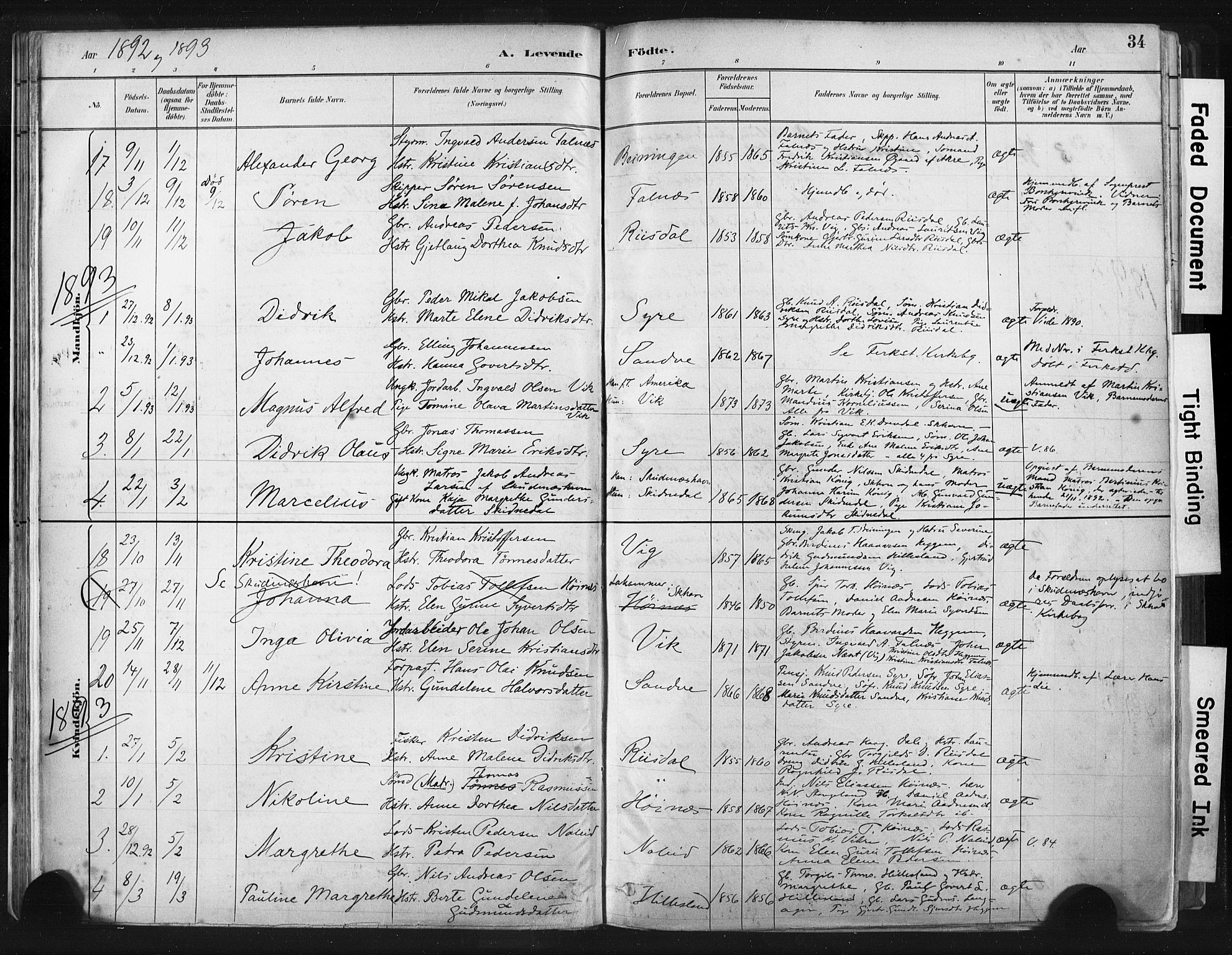 Skudenes sokneprestkontor, SAST/A -101849/H/Ha/Haa/L0009: Parish register (official) no. A 6, 1882-1912, p. 34