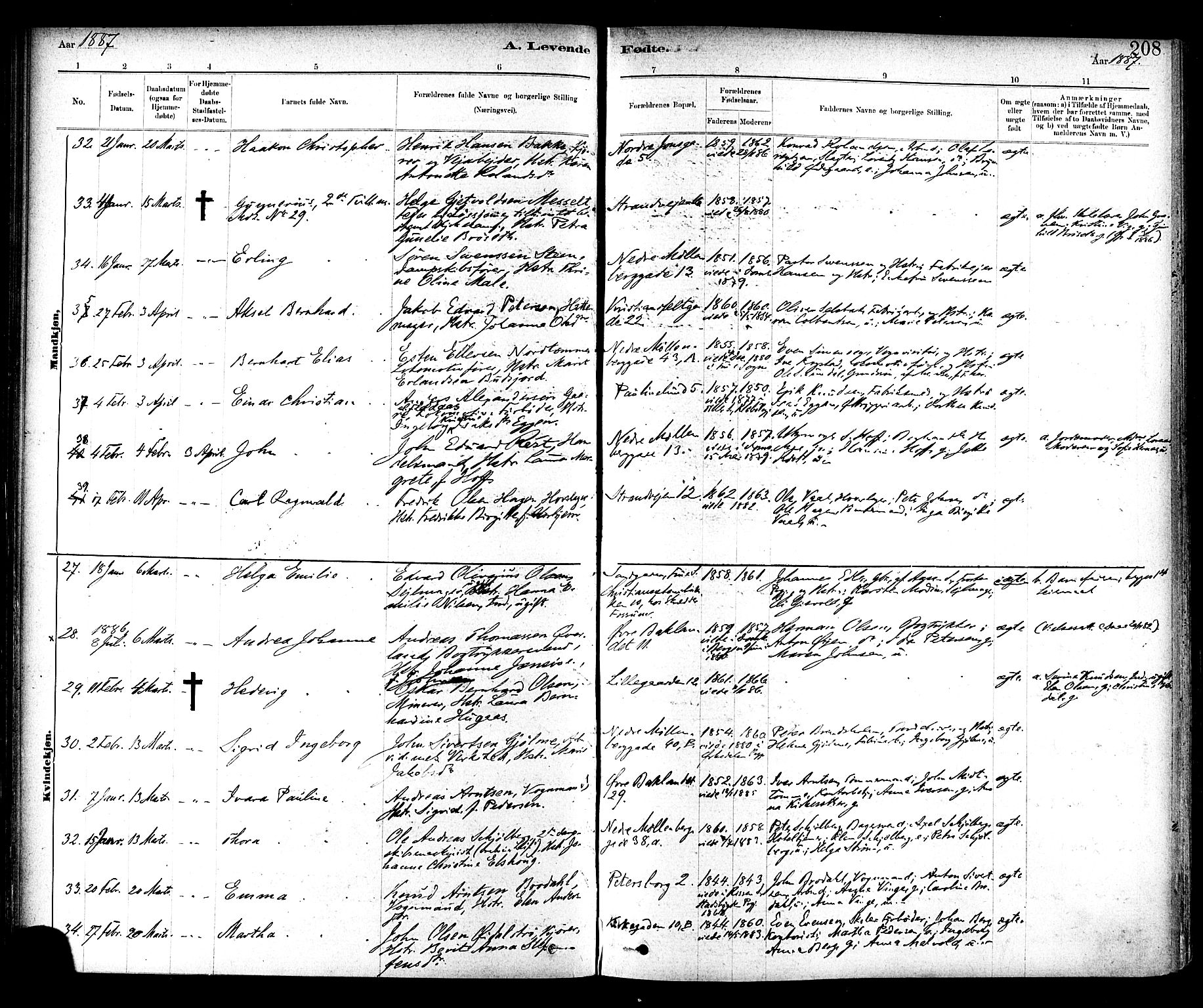 Ministerialprotokoller, klokkerbøker og fødselsregistre - Sør-Trøndelag, AV/SAT-A-1456/604/L0188: Parish register (official) no. 604A09, 1878-1892, p. 208