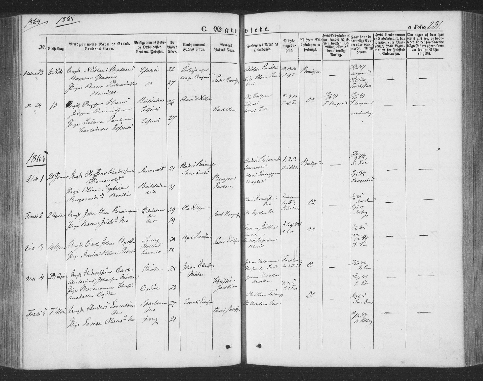 Ministerialprotokoller, klokkerbøker og fødselsregistre - Nord-Trøndelag, SAT/A-1458/773/L0615: Parish register (official) no. 773A06, 1857-1870, p. 231