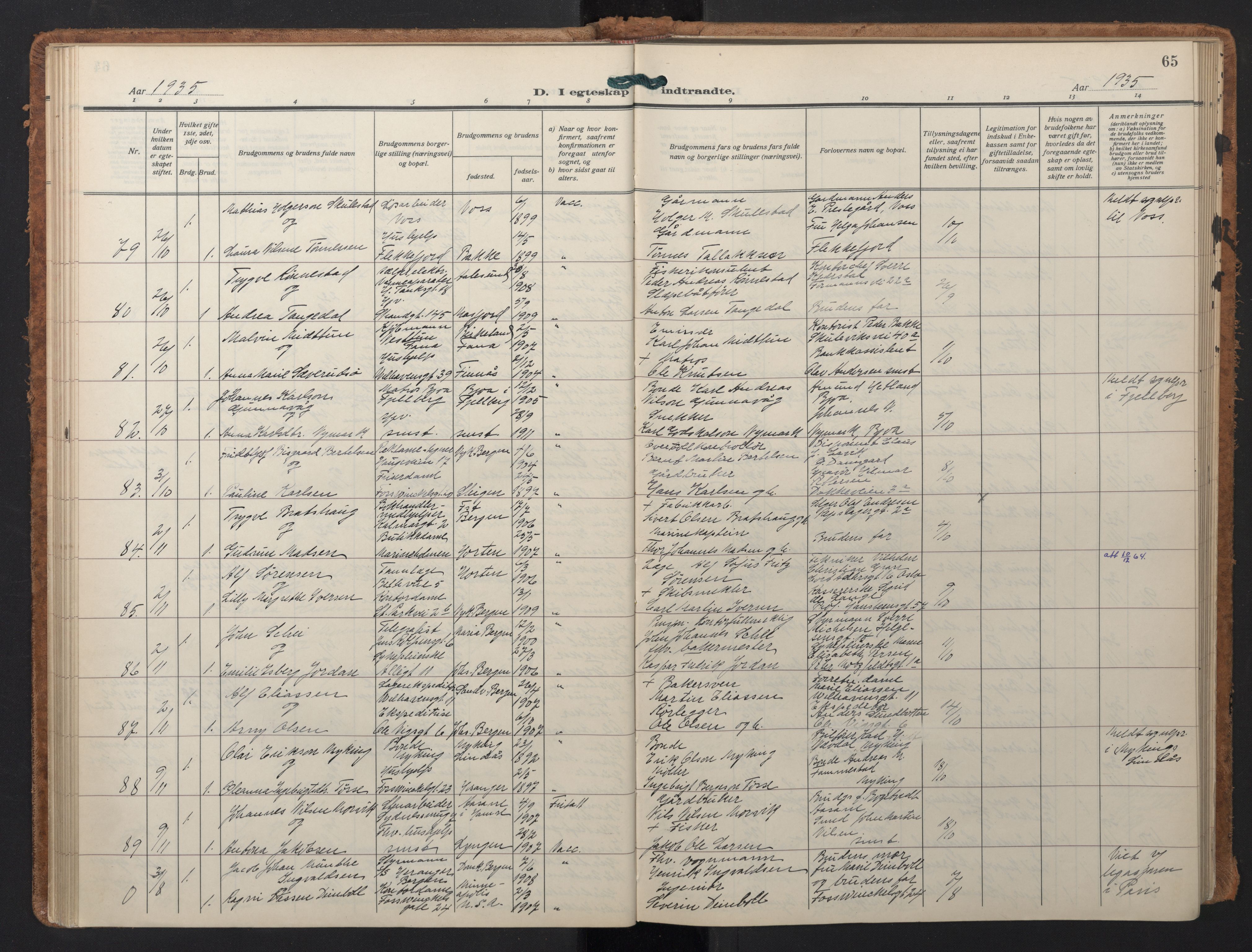 Johanneskirken sokneprestembete, AV/SAB-A-76001/H/Hab: Parish register (copy) no. C 3, 1929-1949, p. 64b-65a