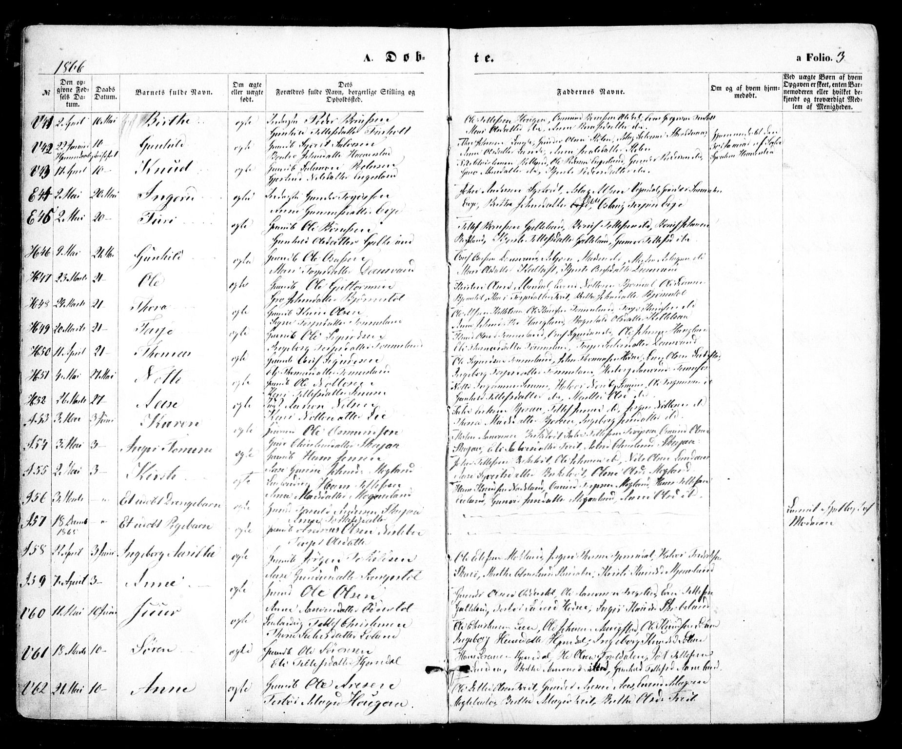 Evje sokneprestkontor, SAK/1111-0008/F/Fa/Faa/L0006: Parish register (official) no. A 6, 1866-1884, p. 3