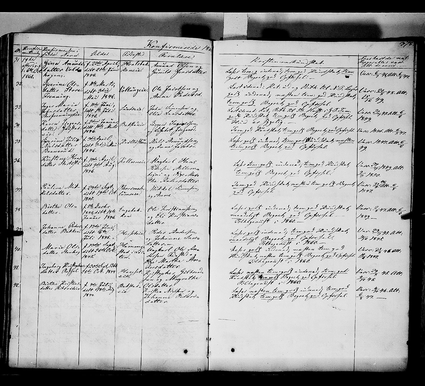 Romedal prestekontor, AV/SAH-PREST-004/K/L0004: Parish register (official) no. 4, 1847-1861, p. 378