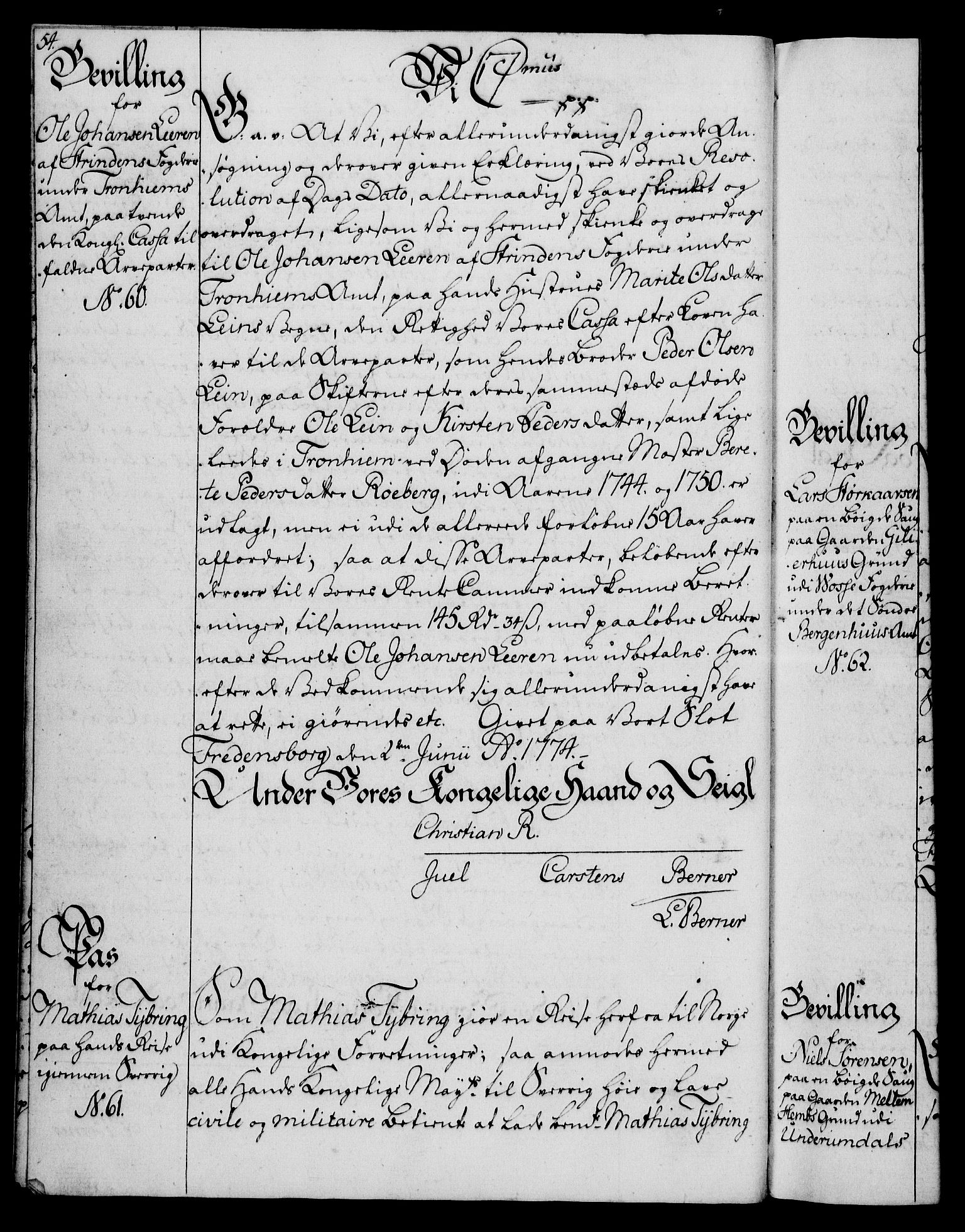 Rentekammeret, Kammerkanselliet, AV/RA-EA-3111/G/Gg/Gga/L0010: Norsk ekspedisjonsprotokoll med register (merket RK 53.10), 1773-1778, p. 54