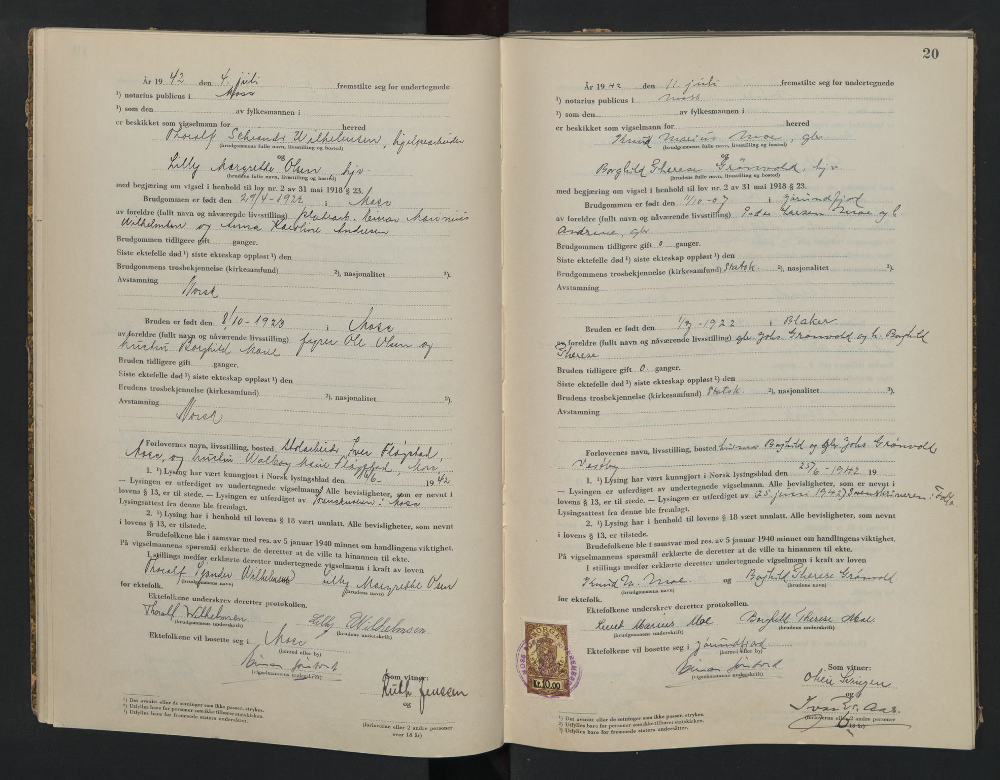 Moss sorenskriveri, AV/SAO-A-10168, 1942-1943, p. 20