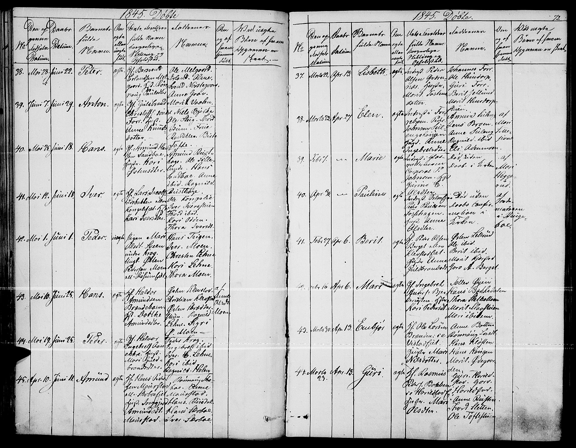 Fron prestekontor, AV/SAH-PREST-078/H/Ha/Haa/L0004: Parish register (official) no. 4, 1839-1848, p. 72