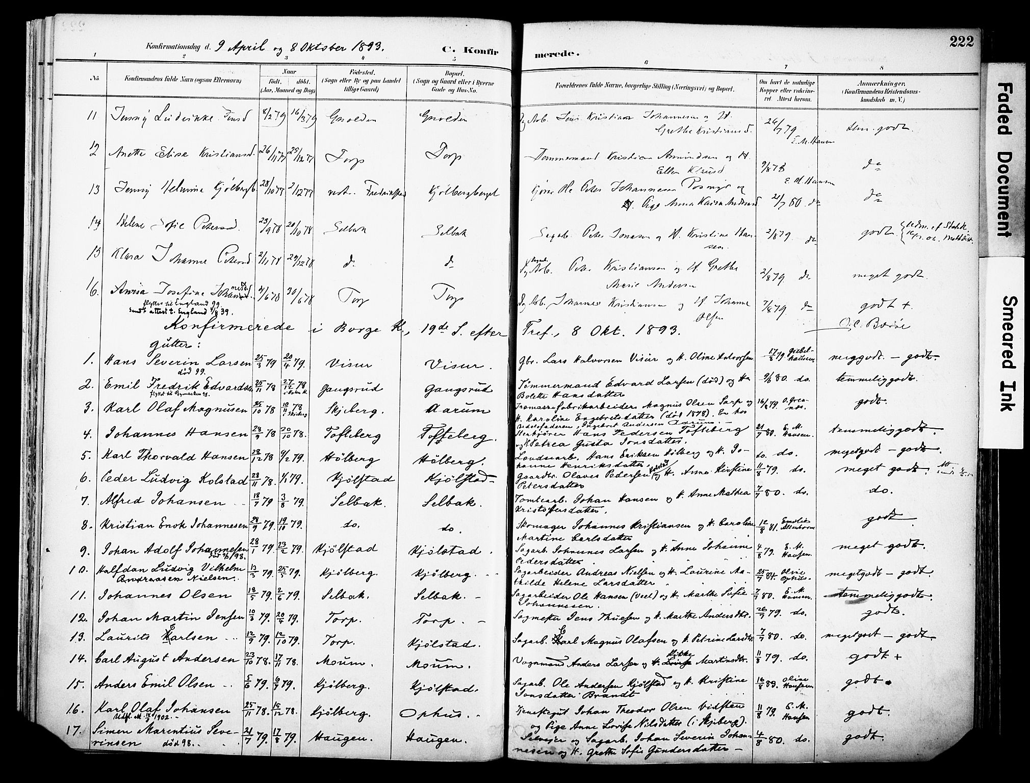 Borge prestekontor Kirkebøker, AV/SAO-A-10903/F/Fa/L0008: Parish register (official) no. I 8B, 1887-1902, p. 222