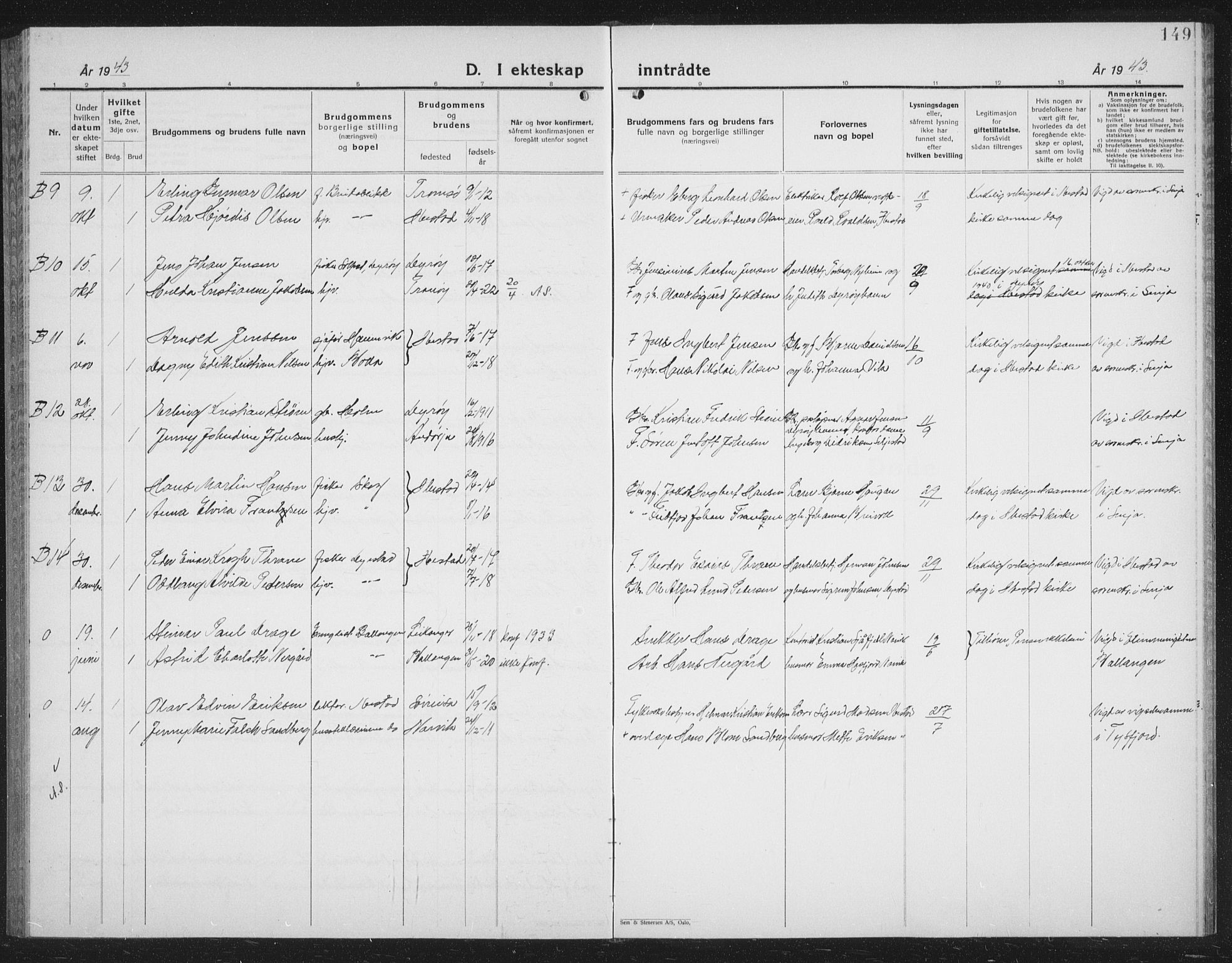 Ibestad sokneprestembete, SATØ/S-0077/H/Ha/Hab/L0011klokker: Parish register (copy) no. 11, 1930-1942, p. 149