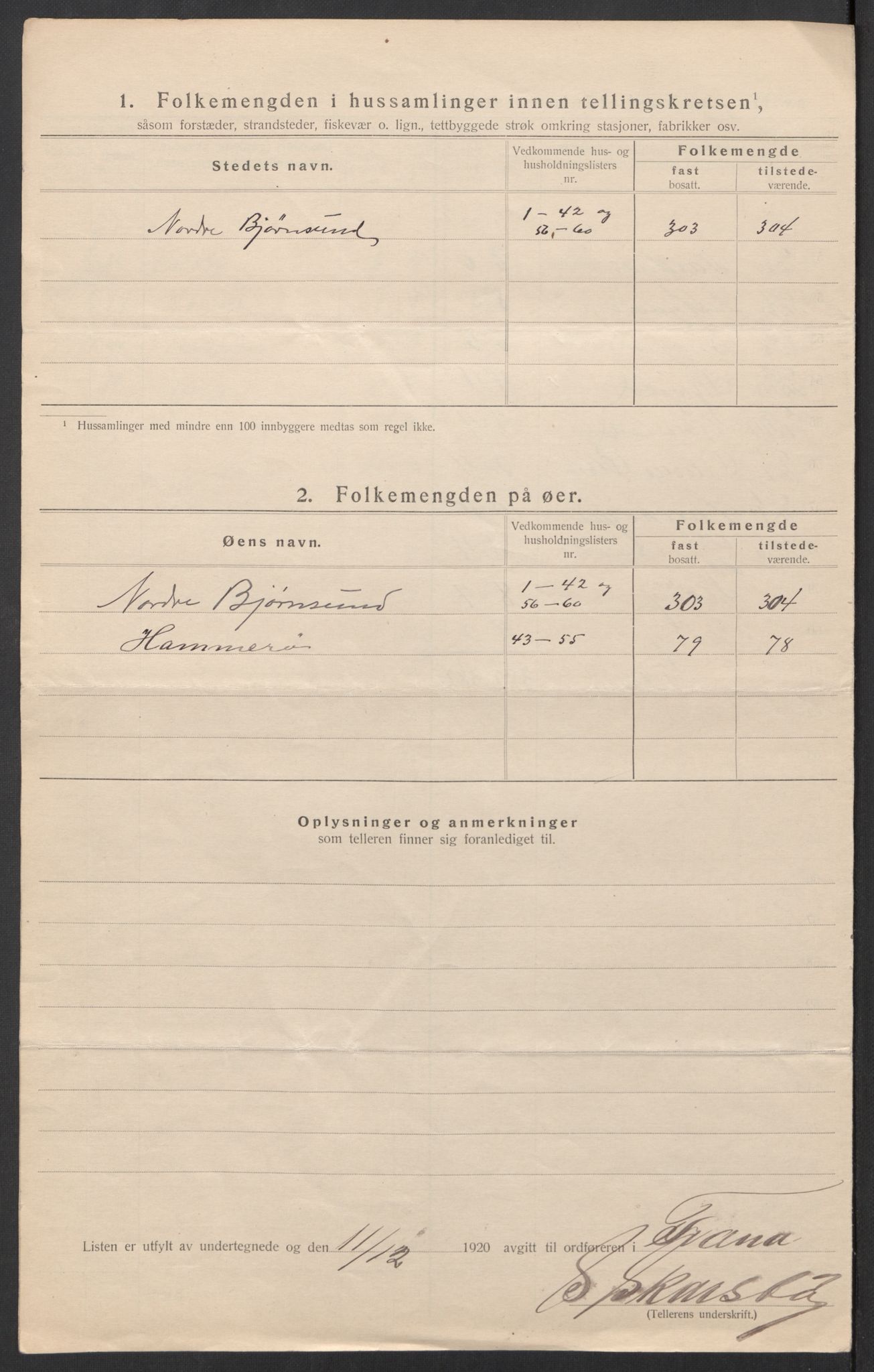 SAT, 1920 census for Fræna, 1920, p. 11