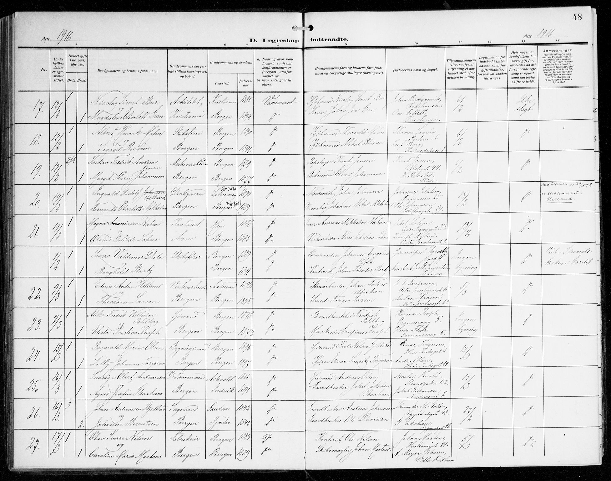 Johanneskirken sokneprestembete, SAB/A-76001/H/Haa/L0013: Parish register (official) no. D 2, 1912-1929, p. 48
