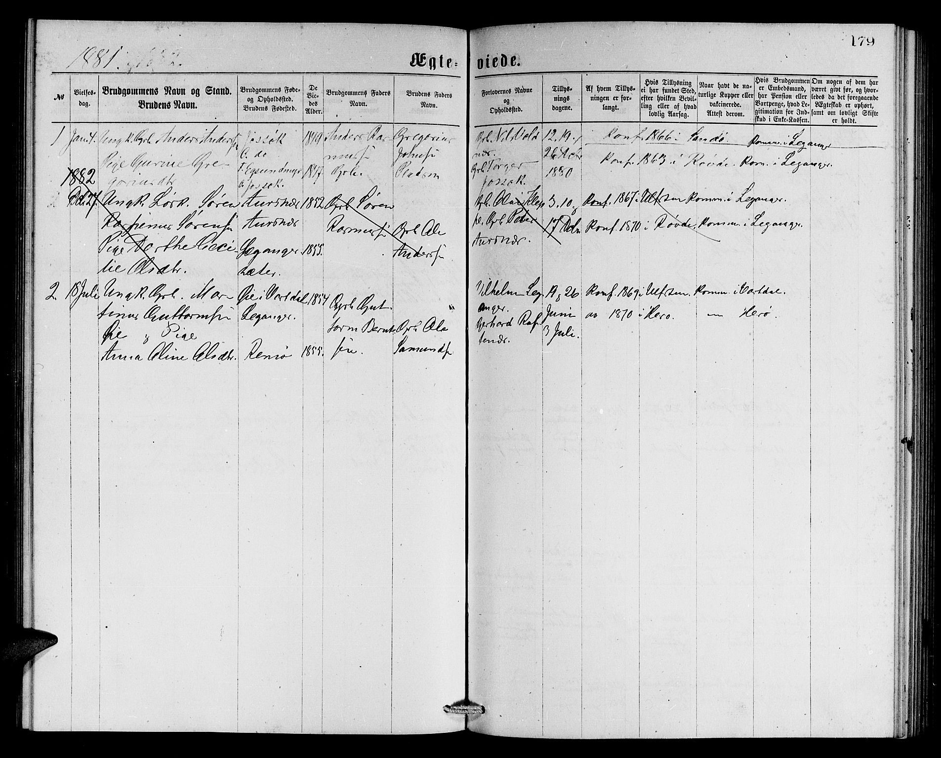 Ministerialprotokoller, klokkerbøker og fødselsregistre - Møre og Romsdal, AV/SAT-A-1454/508/L0094: Parish register (official) no. 508A01, 1873-1886, p. 179