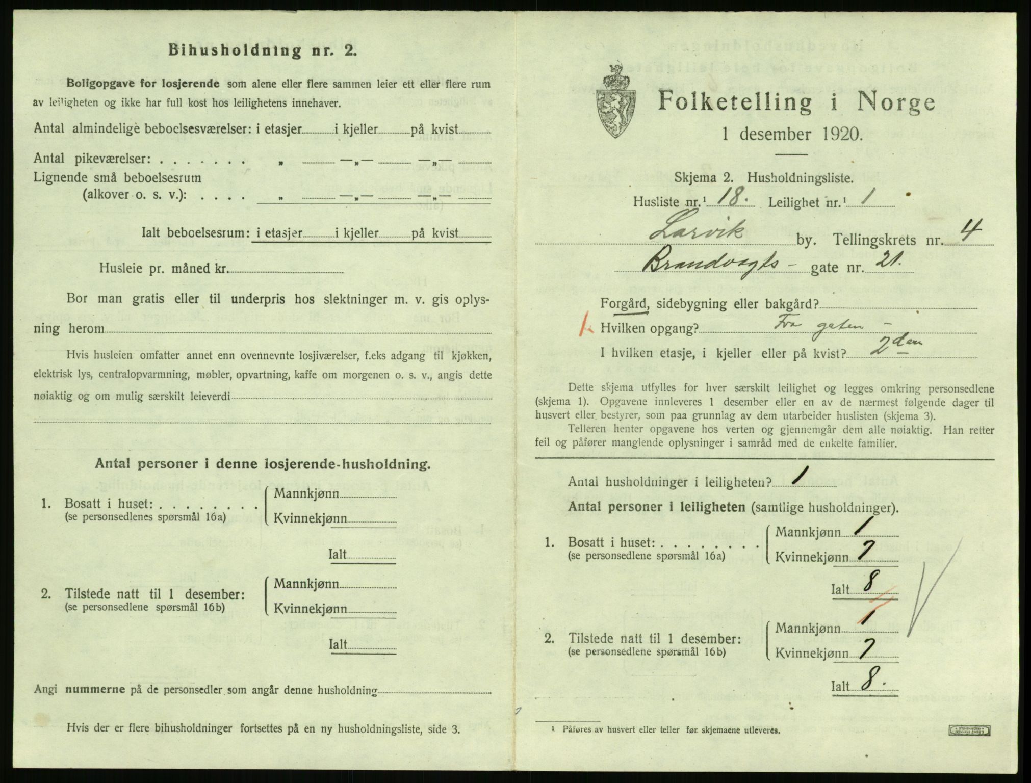 SAKO, 1920 census for Larvik, 1920, p. 4236