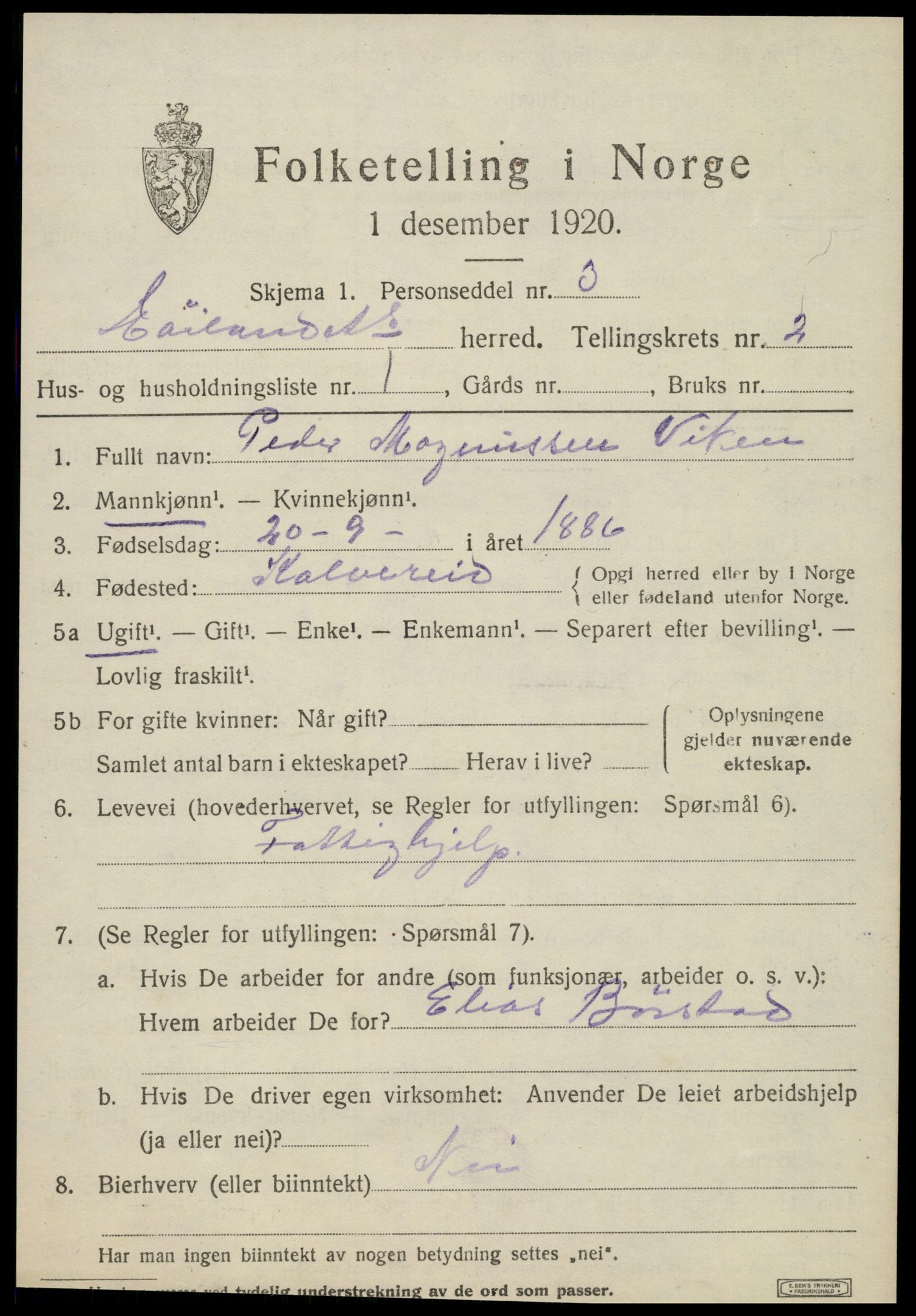 SAT, 1920 census for Høylandet, 1920, p. 750