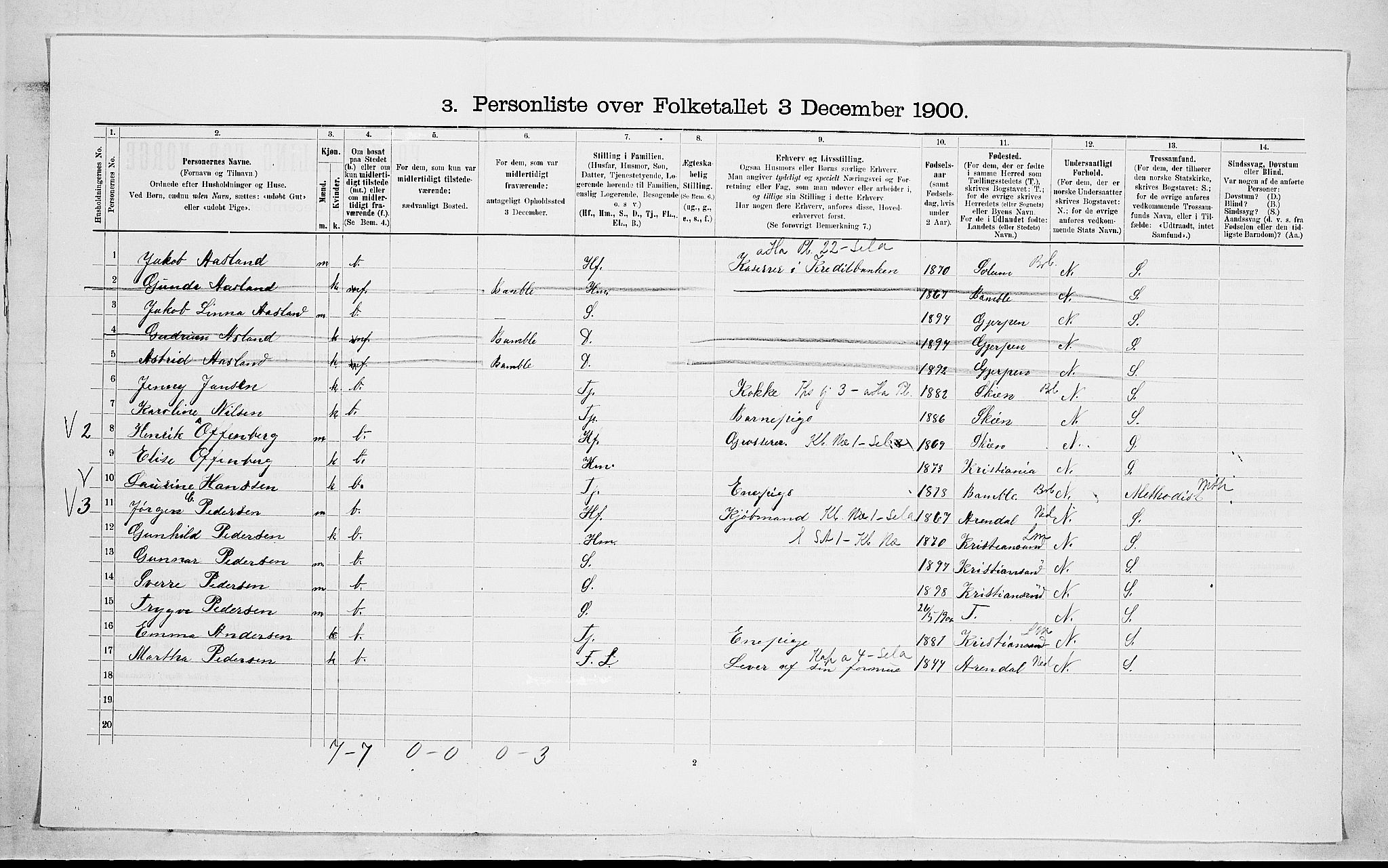 SAKO, 1900 census for Gjerpen, 1900, p. 1594