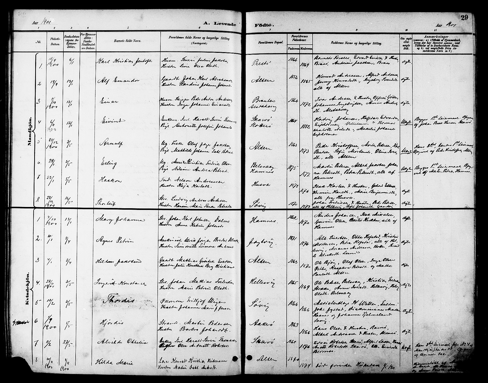 Ministerialprotokoller, klokkerbøker og fødselsregistre - Nordland, AV/SAT-A-1459/830/L0463: Parish register (copy) no. 830C05, 1895-1906, p. 29