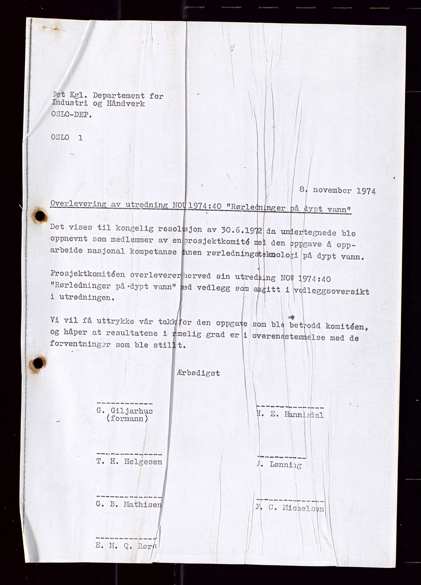 Industridepartementet, Oljekontoret, AV/SAST-A-101348/Di/L0001: DWP, møter juni - november, komiteemøter nr. 19 - 26, 1973-1974, p. 721