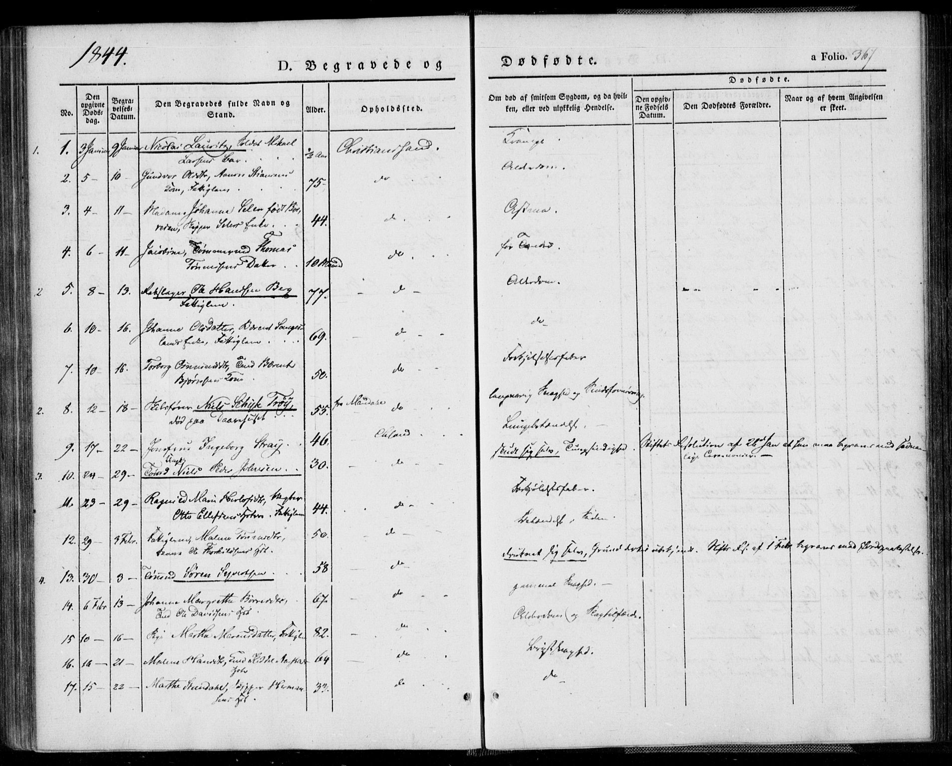 Kristiansand domprosti, AV/SAK-1112-0006/F/Fa/L0013: Parish register (official) no. A 13, 1842-1851, p. 367