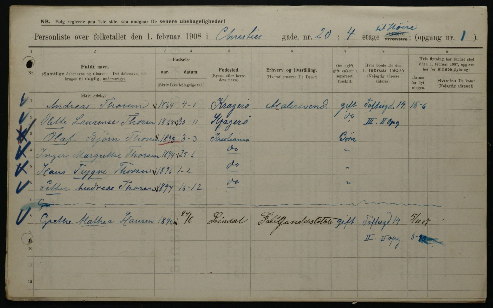 OBA, Municipal Census 1908 for Kristiania, 1908, p. 11619