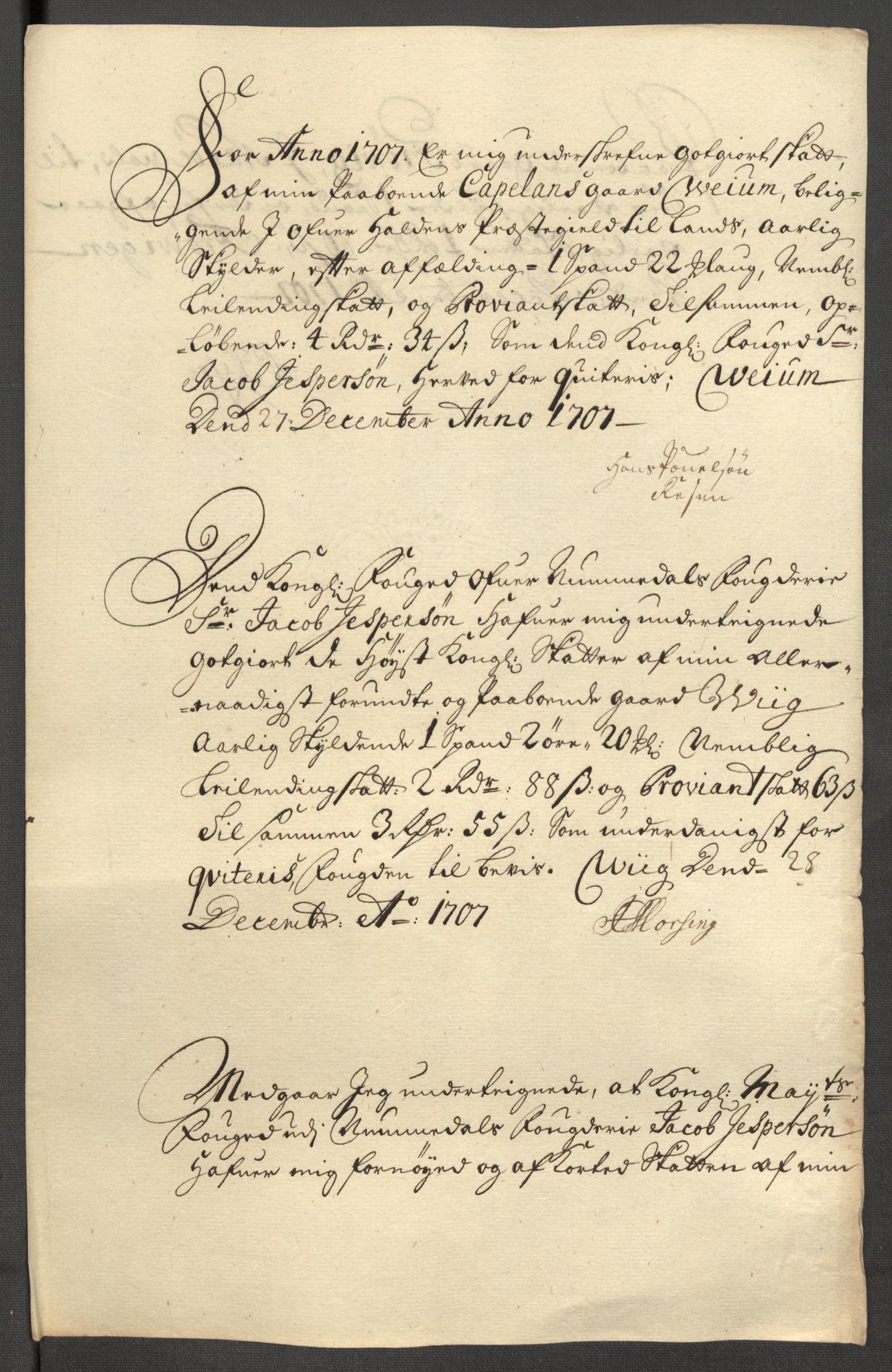 Rentekammeret inntil 1814, Reviderte regnskaper, Fogderegnskap, RA/EA-4092/R64/L4430: Fogderegnskap Namdal, 1707-1708, p. 166