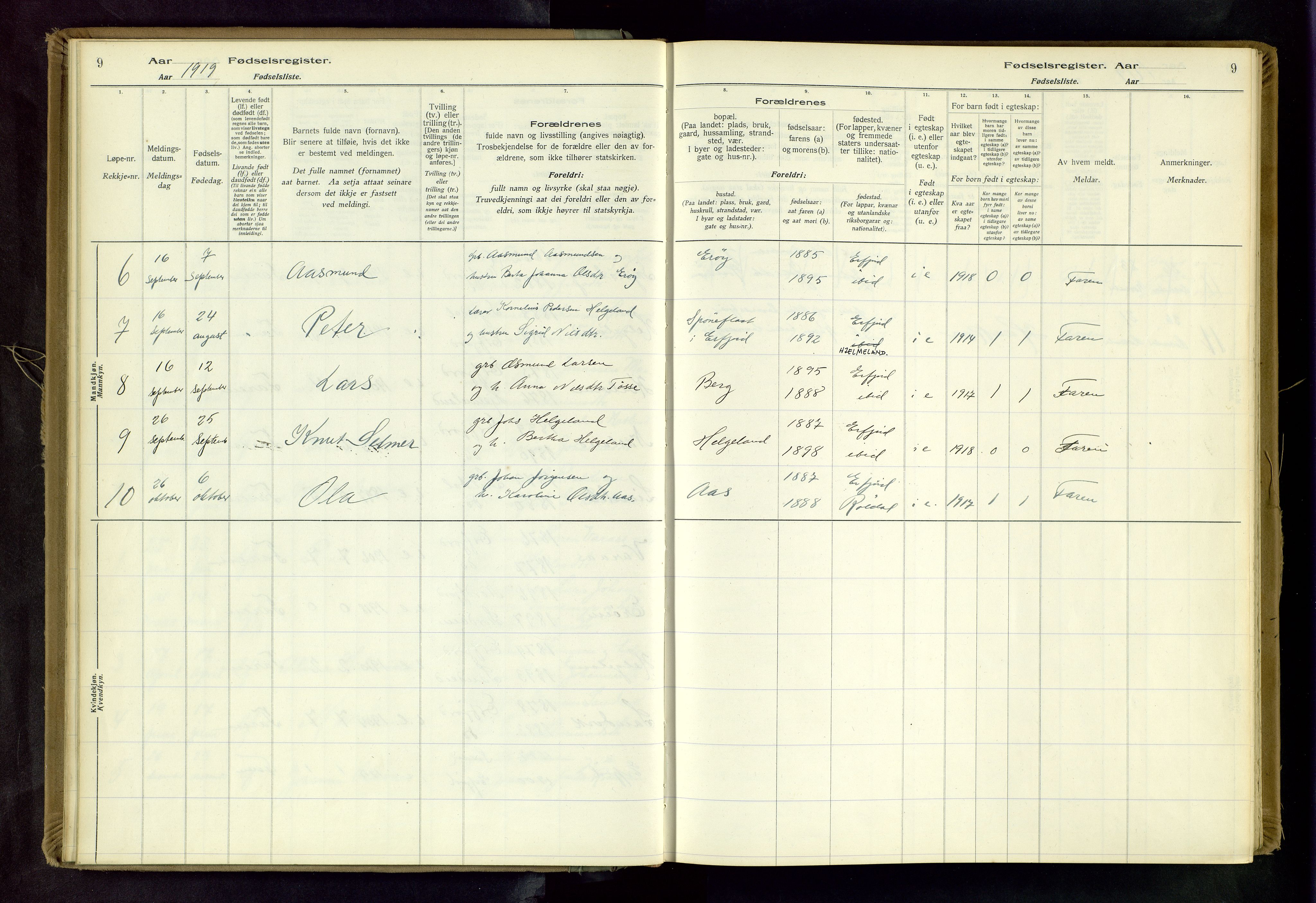 Jelsa sokneprestkontor, AV/SAST-A-101842/02/I: Birth register no. 14, 1916-1982, p. 9