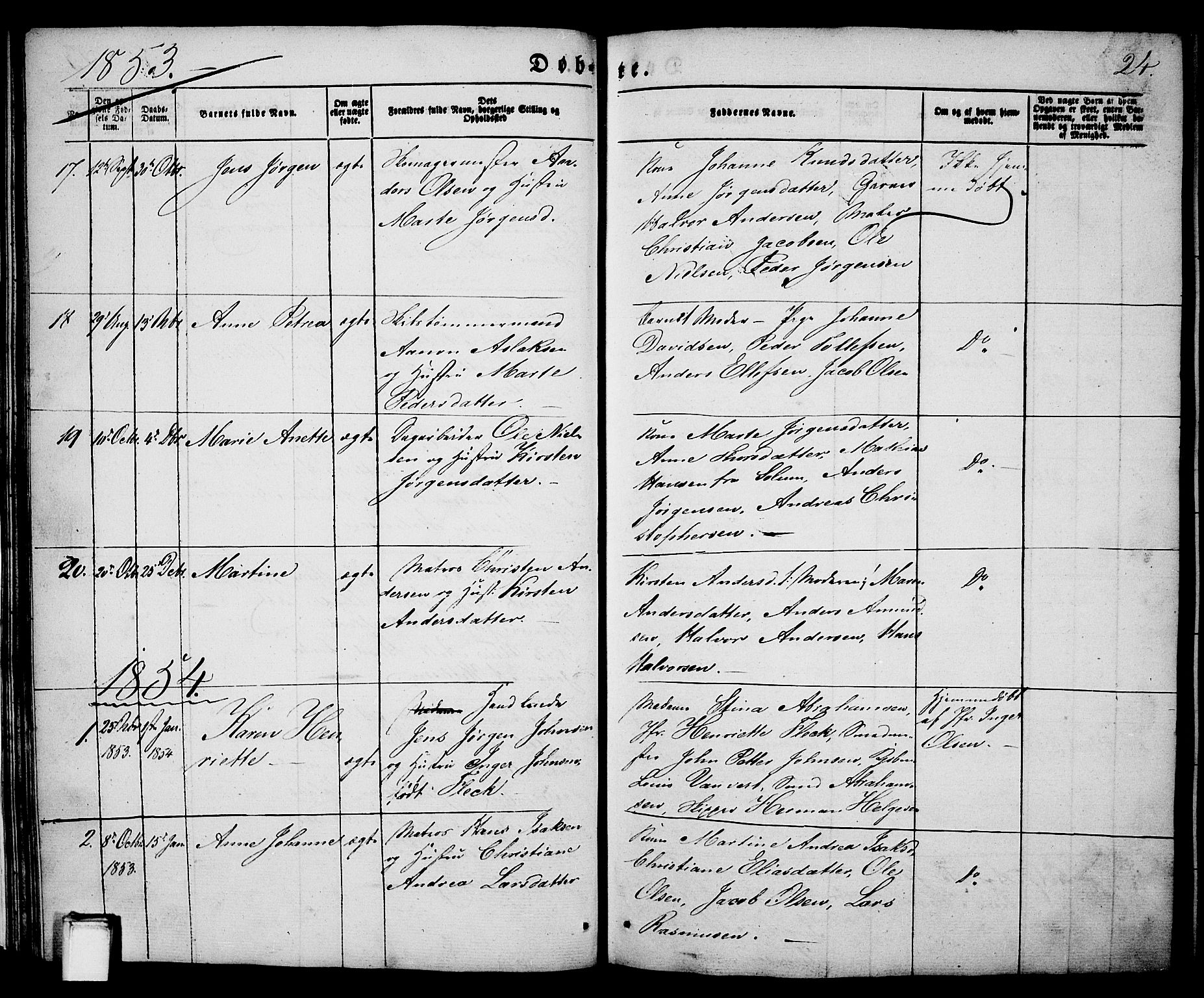 Porsgrunn kirkebøker , AV/SAKO-A-104/G/Ga/L0002: Parish register (copy) no. I 2, 1847-1877, p. 24