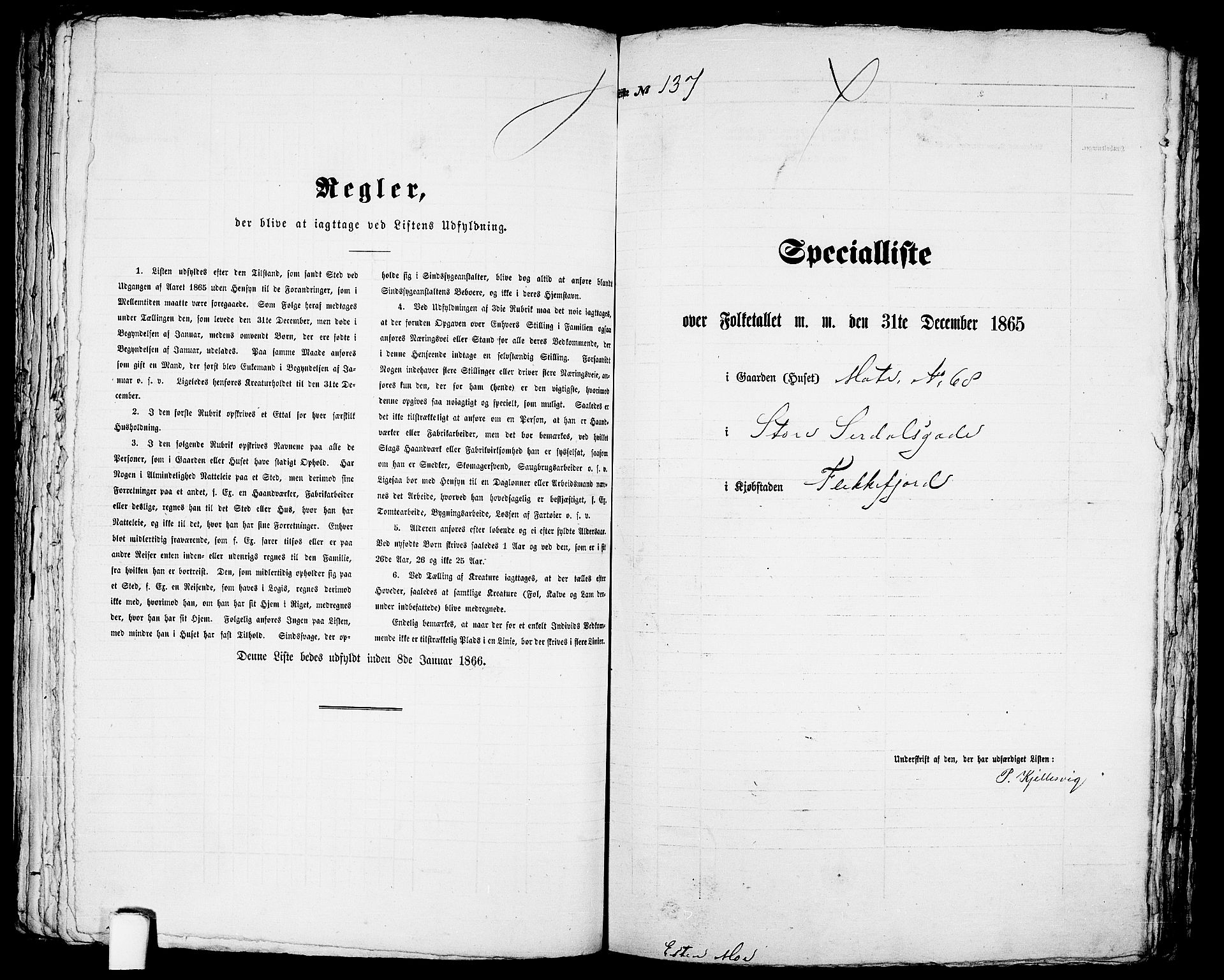 RA, 1865 census for Flekkefjord/Flekkefjord, 1865, p. 284