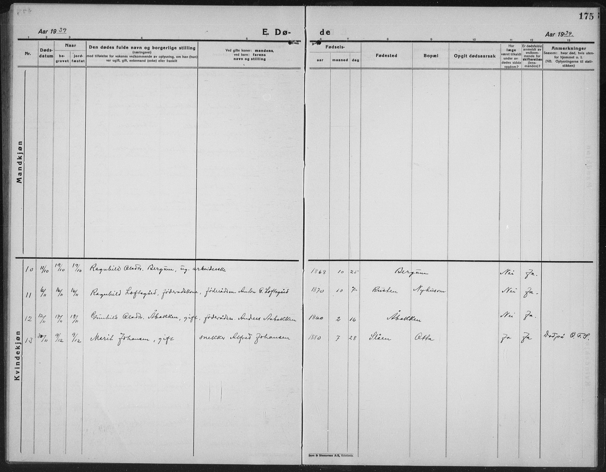 Sel prestekontor, AV/SAH-PREST-074/H/Ha/Hab/L0002: Parish register (copy) no. 2, 1923-1939, p. 175