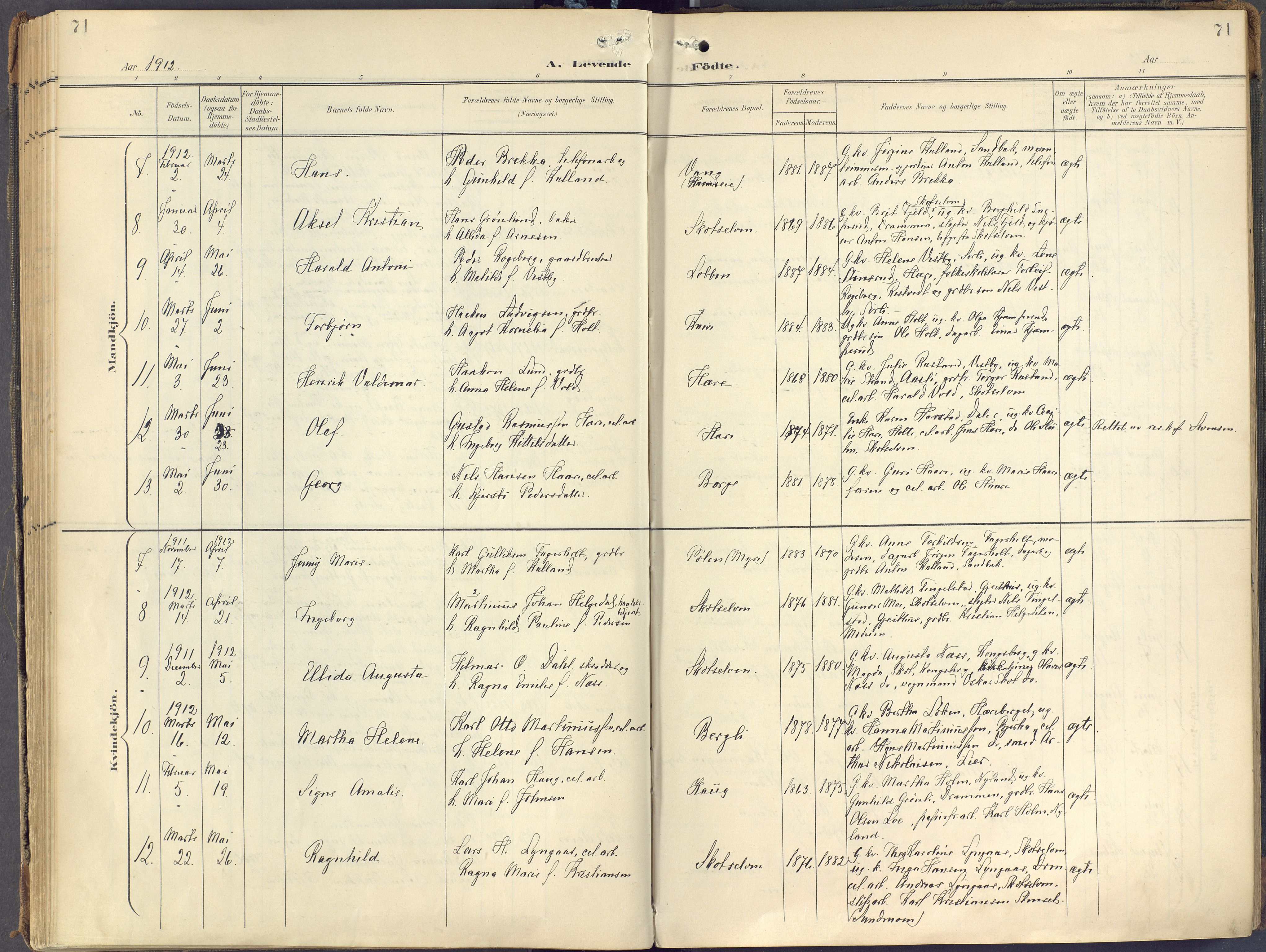 Eiker kirkebøker, SAKO/A-4/F/Fc/L0004: Parish register (official) no. III 4, 1900-1919, p. 71