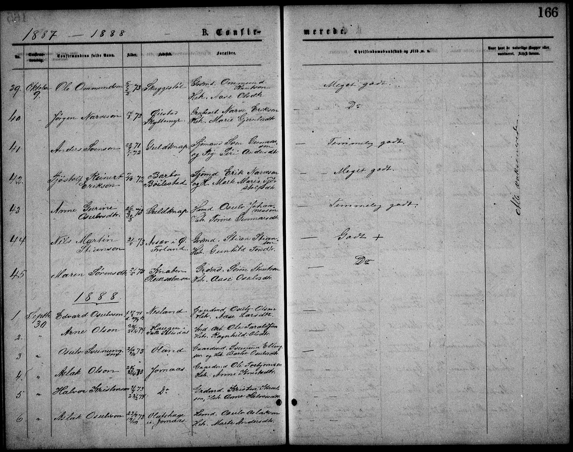 Froland sokneprestkontor, SAK/1111-0013/F/Fb/L0009: Parish register (copy) no. B 9, 1875-1893, p. 166