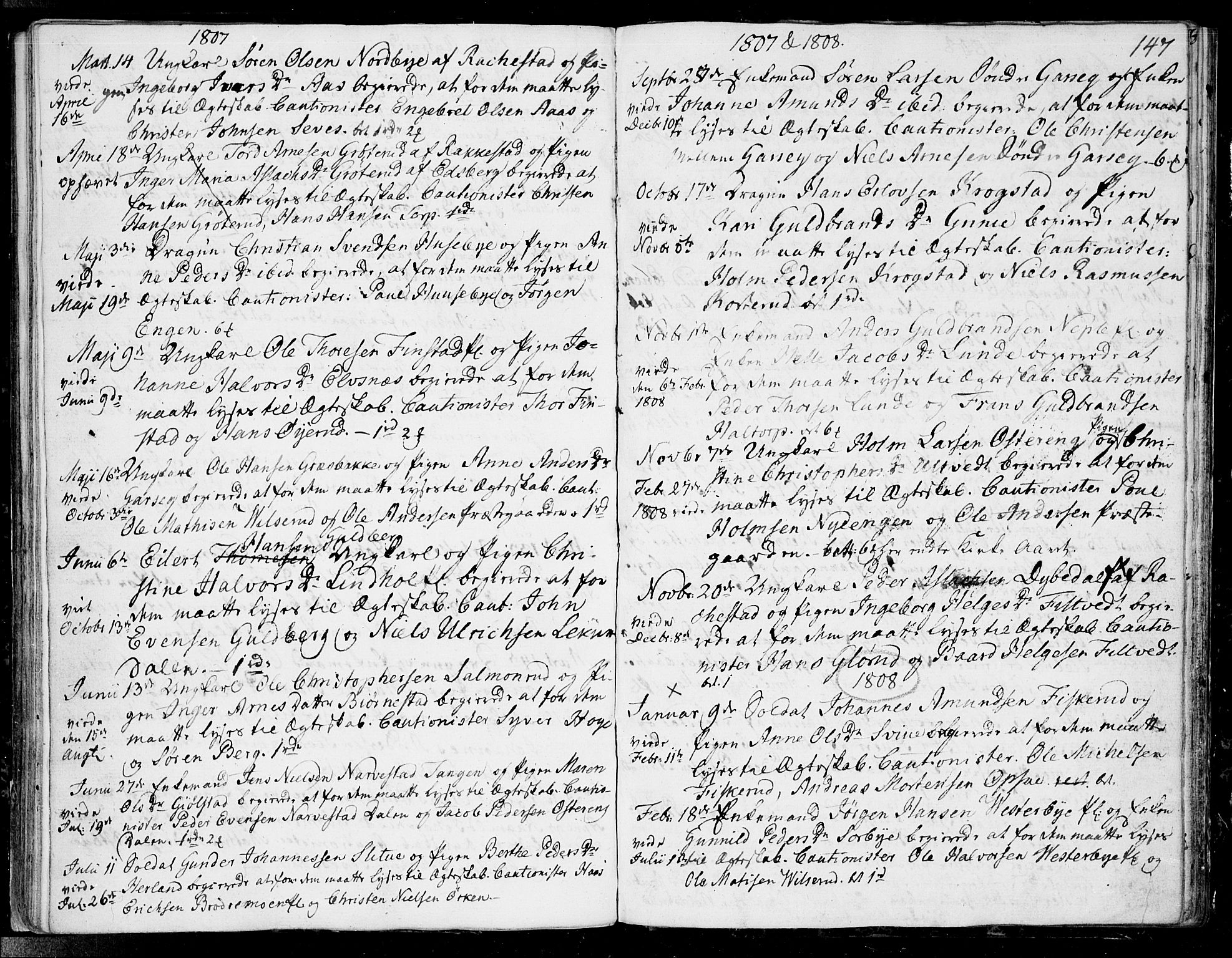 Eidsberg prestekontor Kirkebøker, SAO/A-10905/F/Fa/L0006: Parish register (official) no. I 6, 1807-1814, p. 147