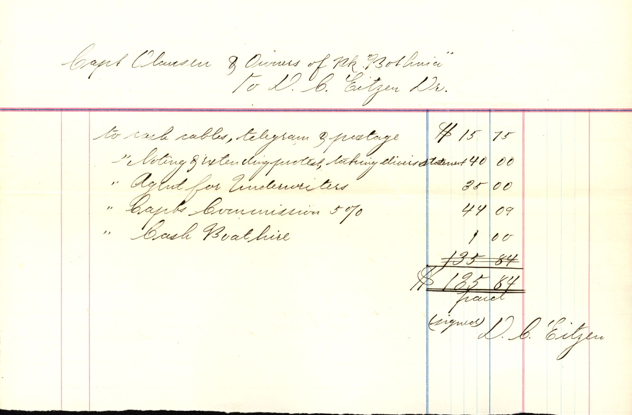 Pa 63 - Østlandske skibsassuranceforening, VEMU/A-1079/G/Ga/L0027/0003: Havaridokumenter / Bothnia, Petropolis, Agathe, Annie, Ispolen, Isploven, 1891, p. 6