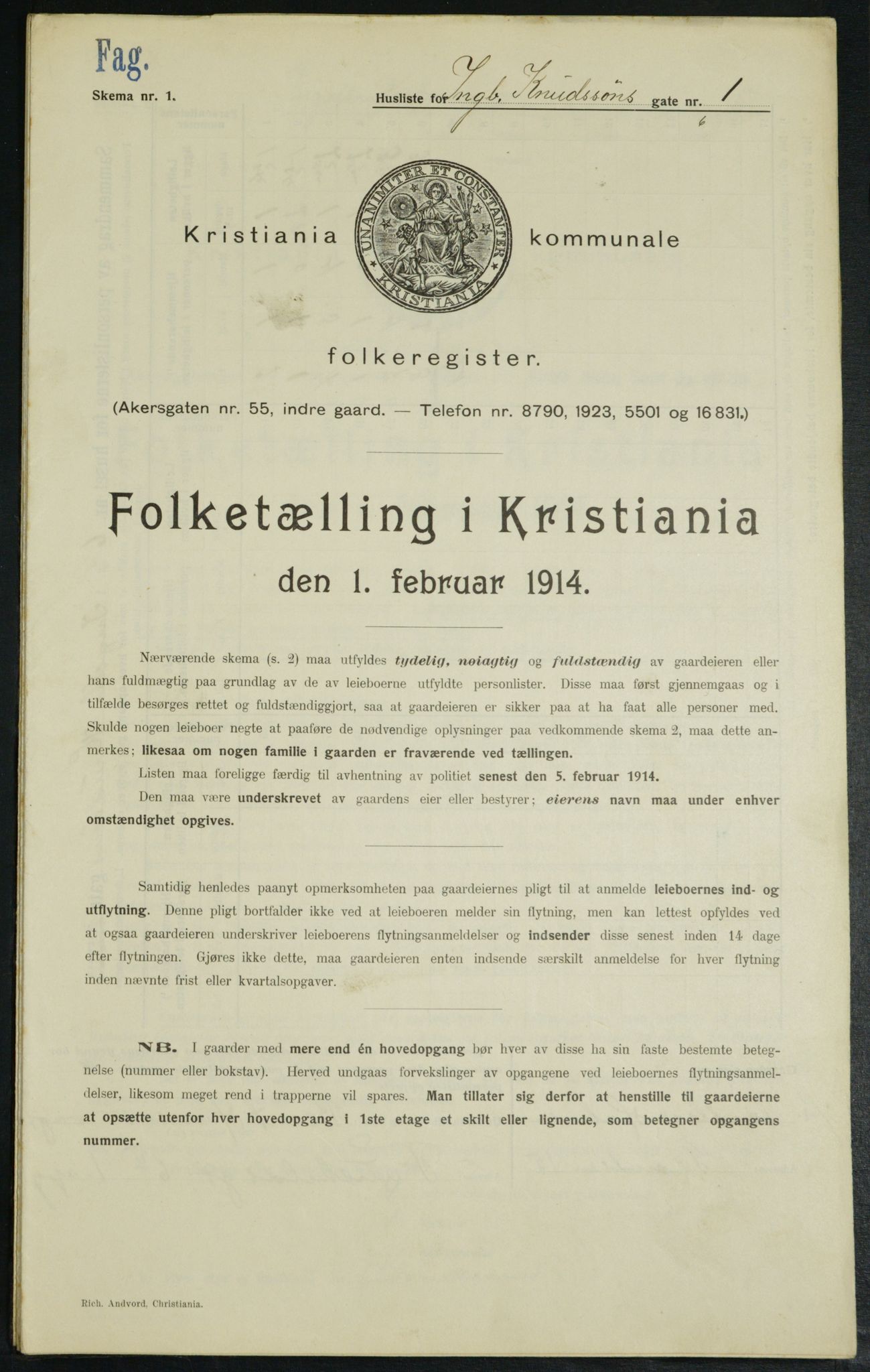 OBA, Municipal Census 1914 for Kristiania, 1914, p. 43841