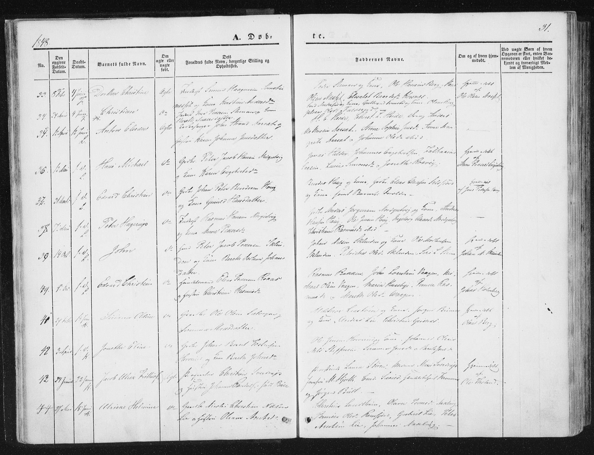 Ministerialprotokoller, klokkerbøker og fødselsregistre - Nord-Trøndelag, AV/SAT-A-1458/780/L0640: Parish register (official) no. 780A05, 1845-1856, p. 31