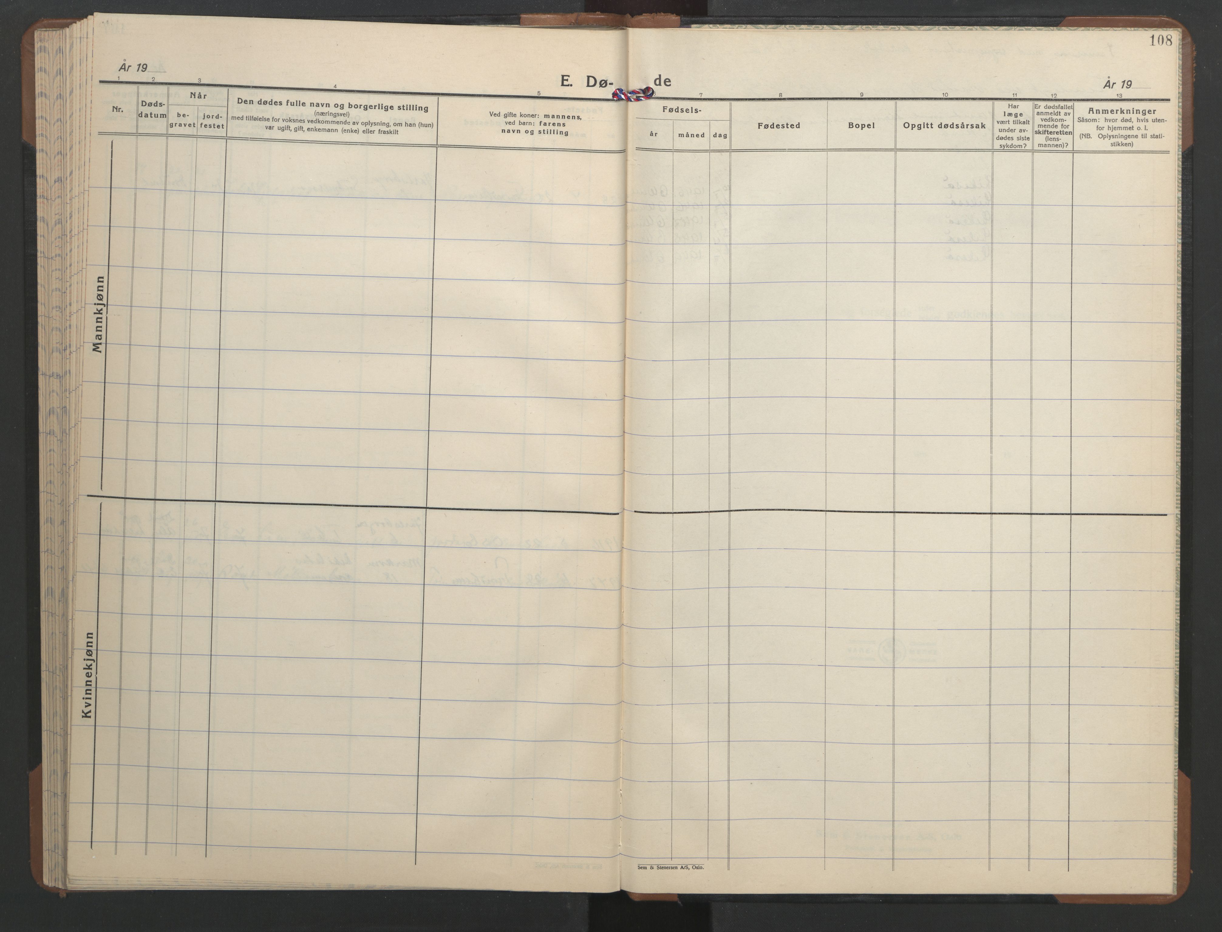 Ministerialprotokoller, klokkerbøker og fødselsregistre - Sør-Trøndelag, SAT/A-1456/606/L0315: Parish register (copy) no. 606C11, 1938-1947, p. 108