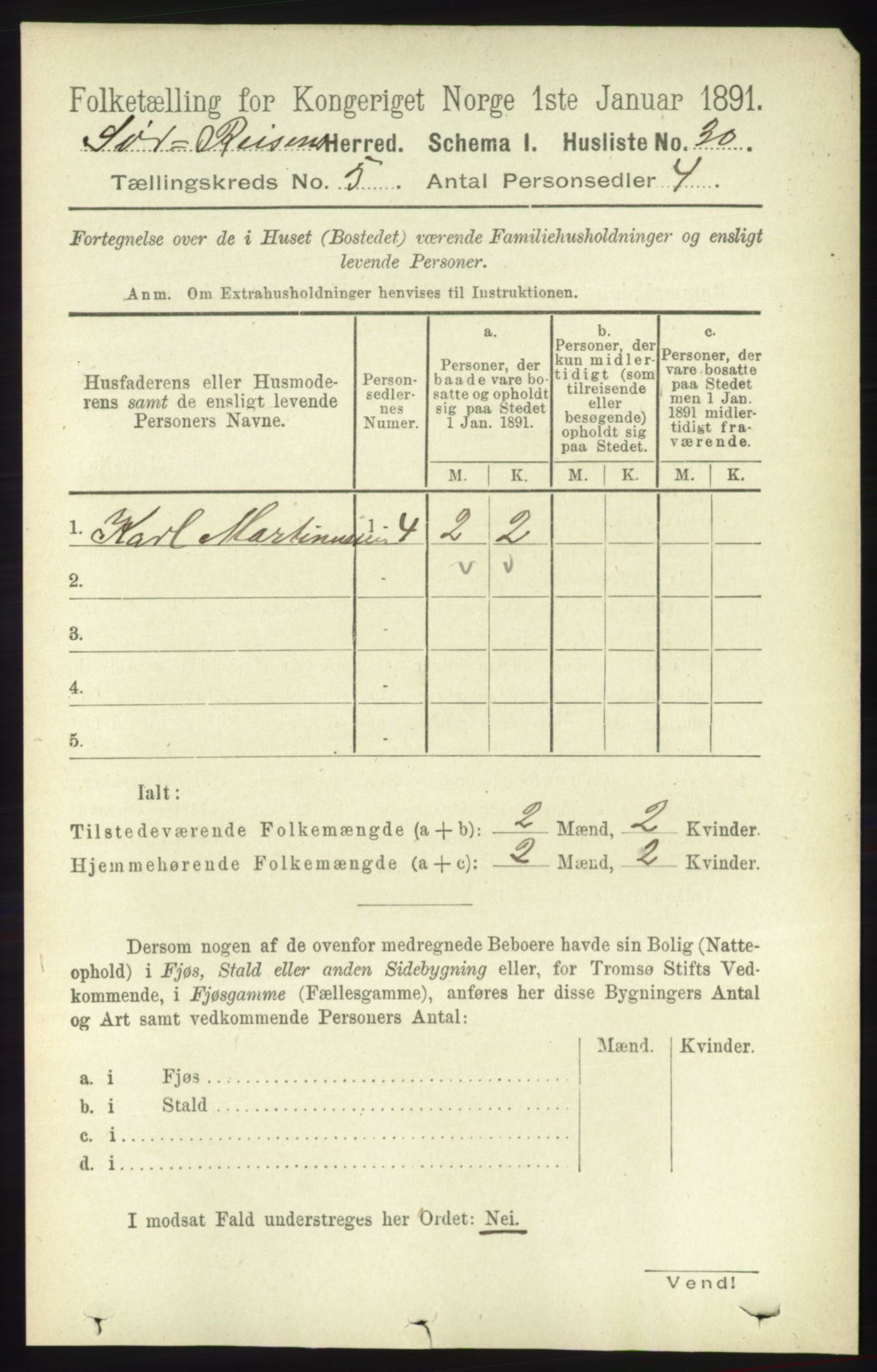 RA, 1891 census for 1925 Sørreisa, 1891, p. 1538