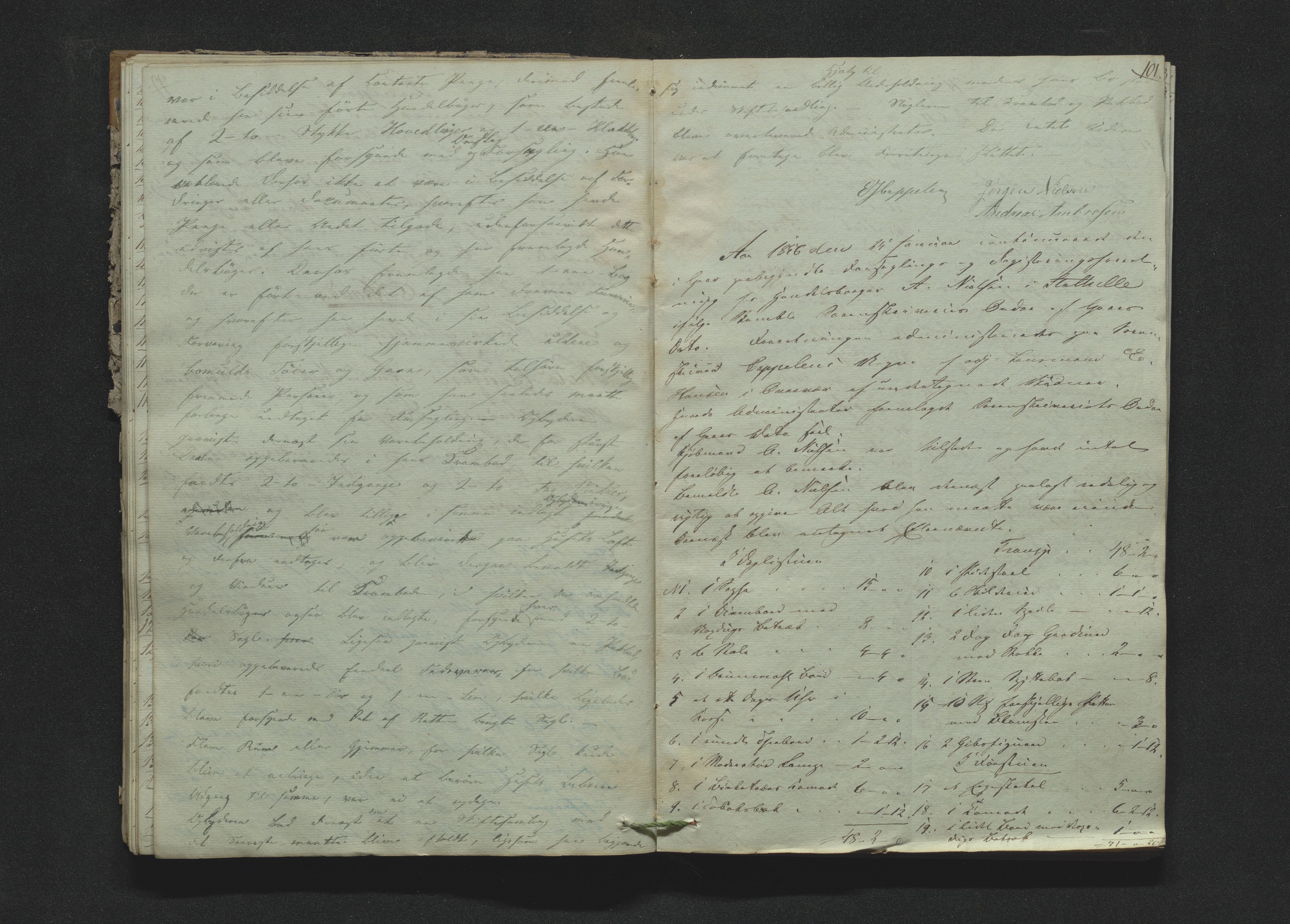 Bamble sorenskriveri, AV/SAKO-A-214/H/Hb/Hbb/Hbbb/L0001/0001: Skifteregisteringsprotokoll  / Skifteregisteringsprotokoll 1, 1847-1860, p. 100-101