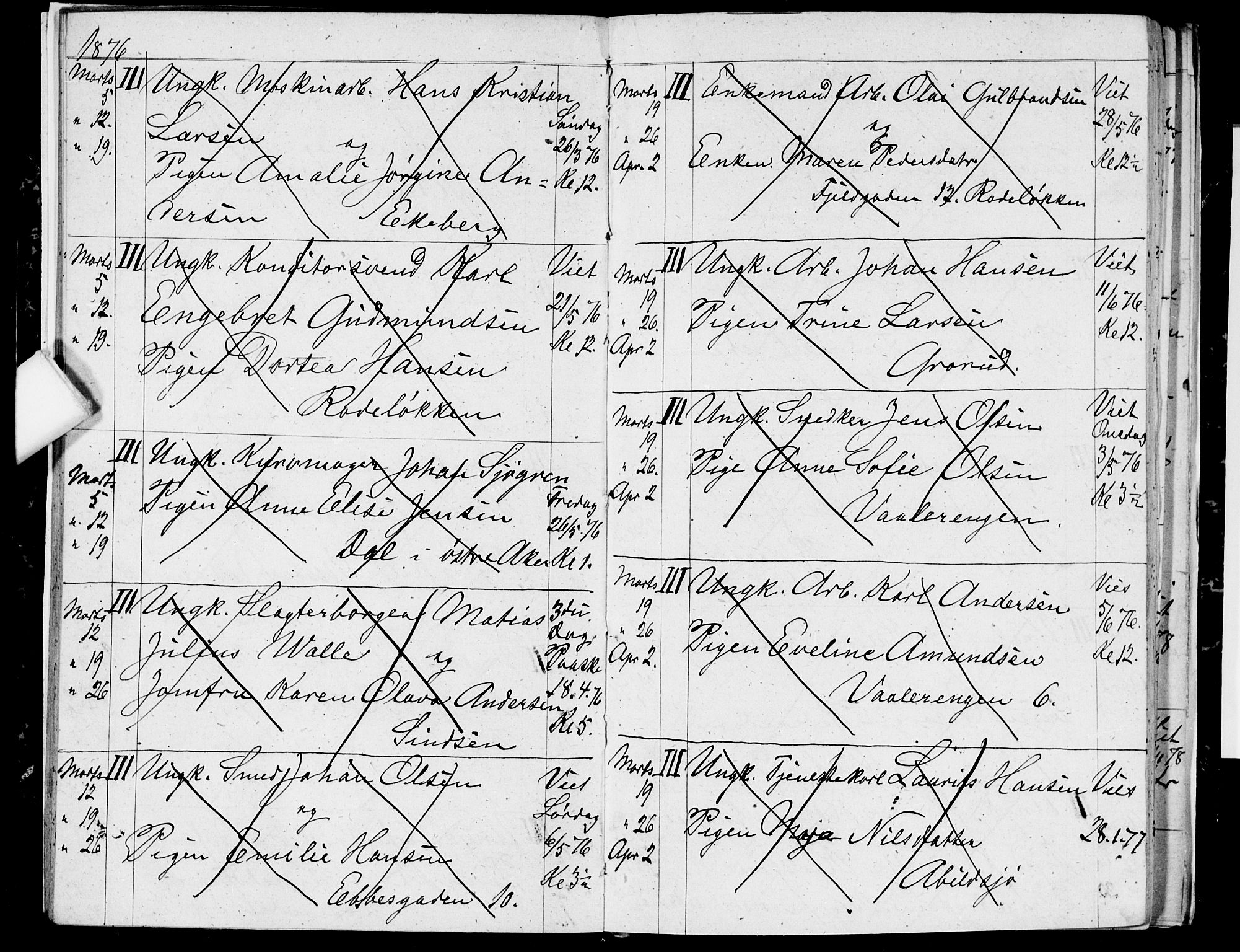 Østre Aker prestekontor Kirkebøker, AV/SAO-A-10840/H/Ha/L0003: Banns register no. I 3, 1873-1878