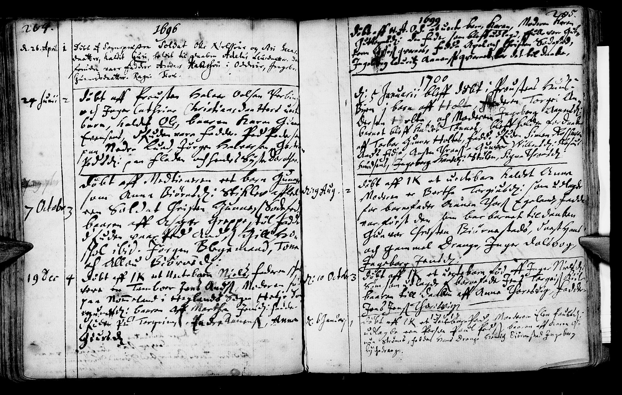 Oddernes sokneprestkontor, AV/SAK-1111-0033/F/Fa/Faa/L0001: Parish register (official) no. A 1, 1692-1718, p. 204-205