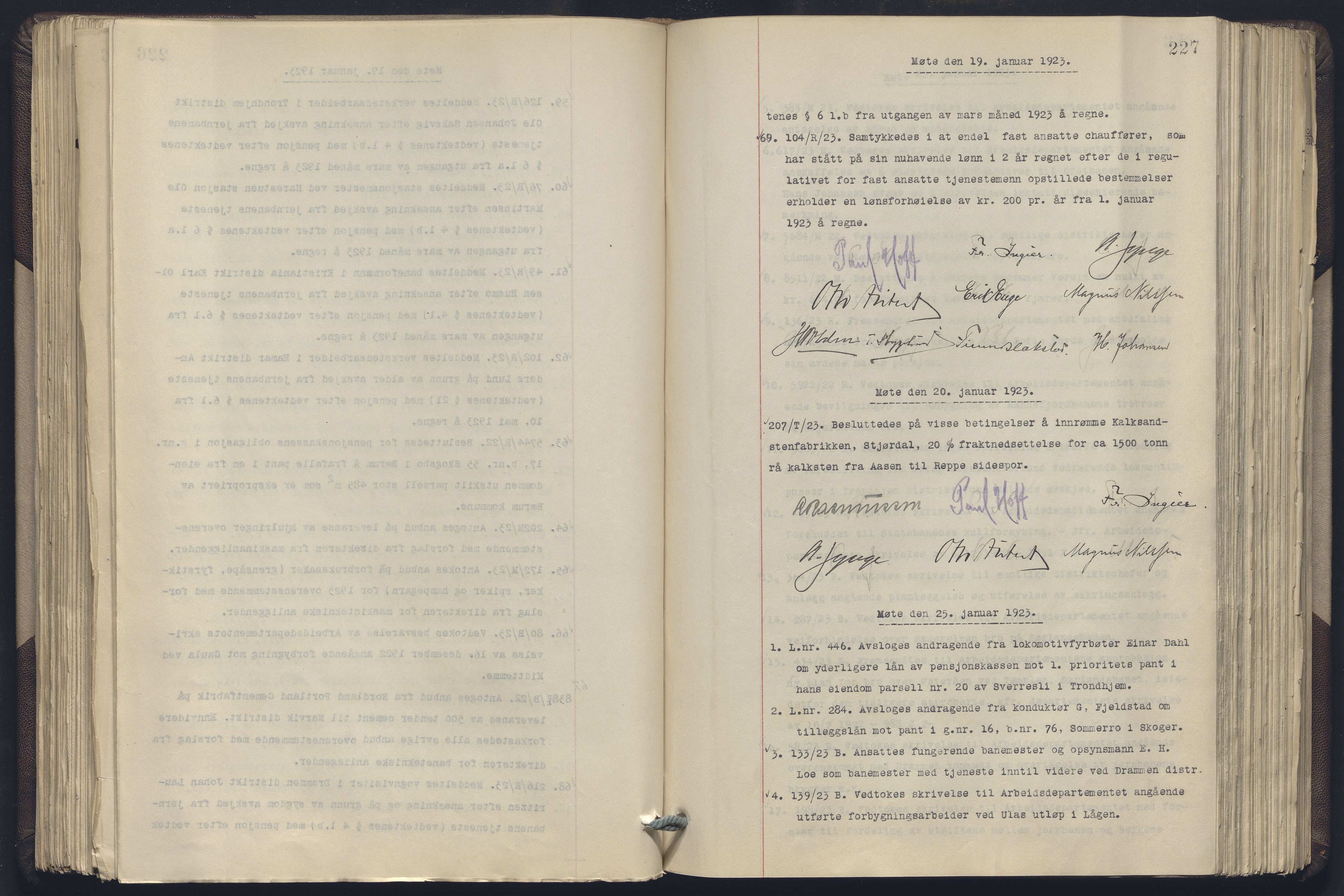 Norges statsbaner, Administrasjons- økonomi- og personalavdelingen, AV/RA-S-3412/A/Aa/L0019: Forhandlingsprotokoll, 1922-1924, p. 227