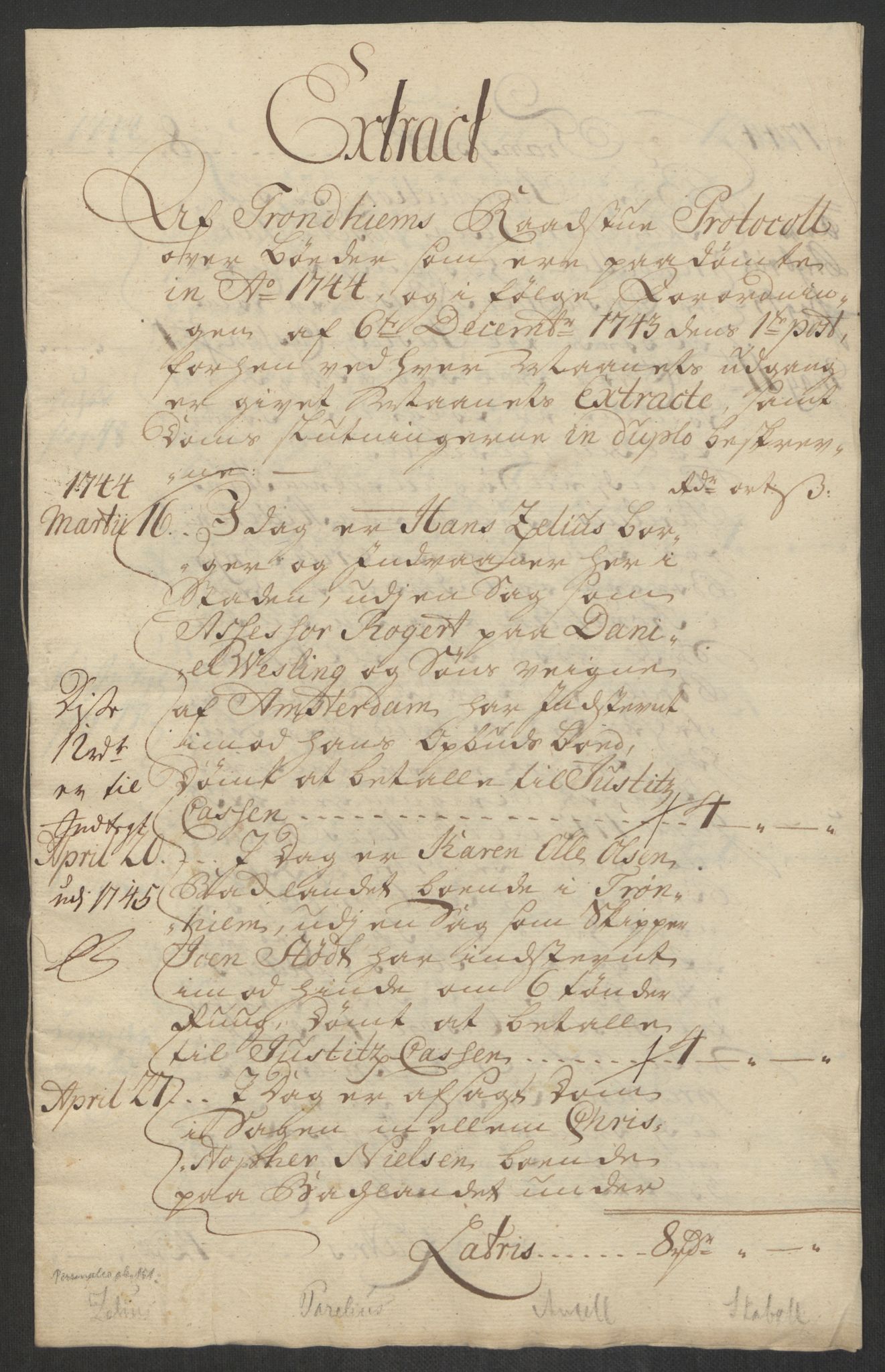 Rentekammeret inntil 1814, Reviderte regnskaper, Byregnskaper, AV/RA-EA-4066/R/Rs/L0541: [S22] Sikt og sakefall, 1743-1746, p. 254