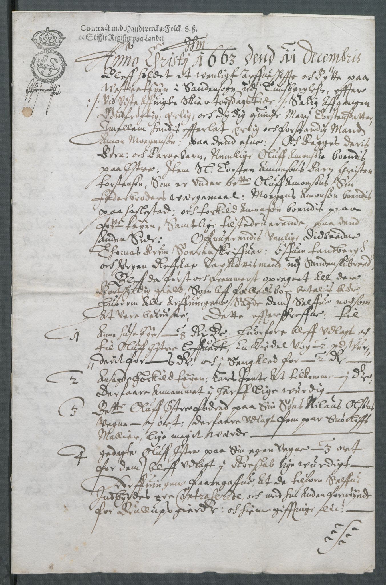 Riksarkivets diplomsamling, AV/RA-EA-5965/F02/L0169: Dokumenter, 1661-1663, p. 243