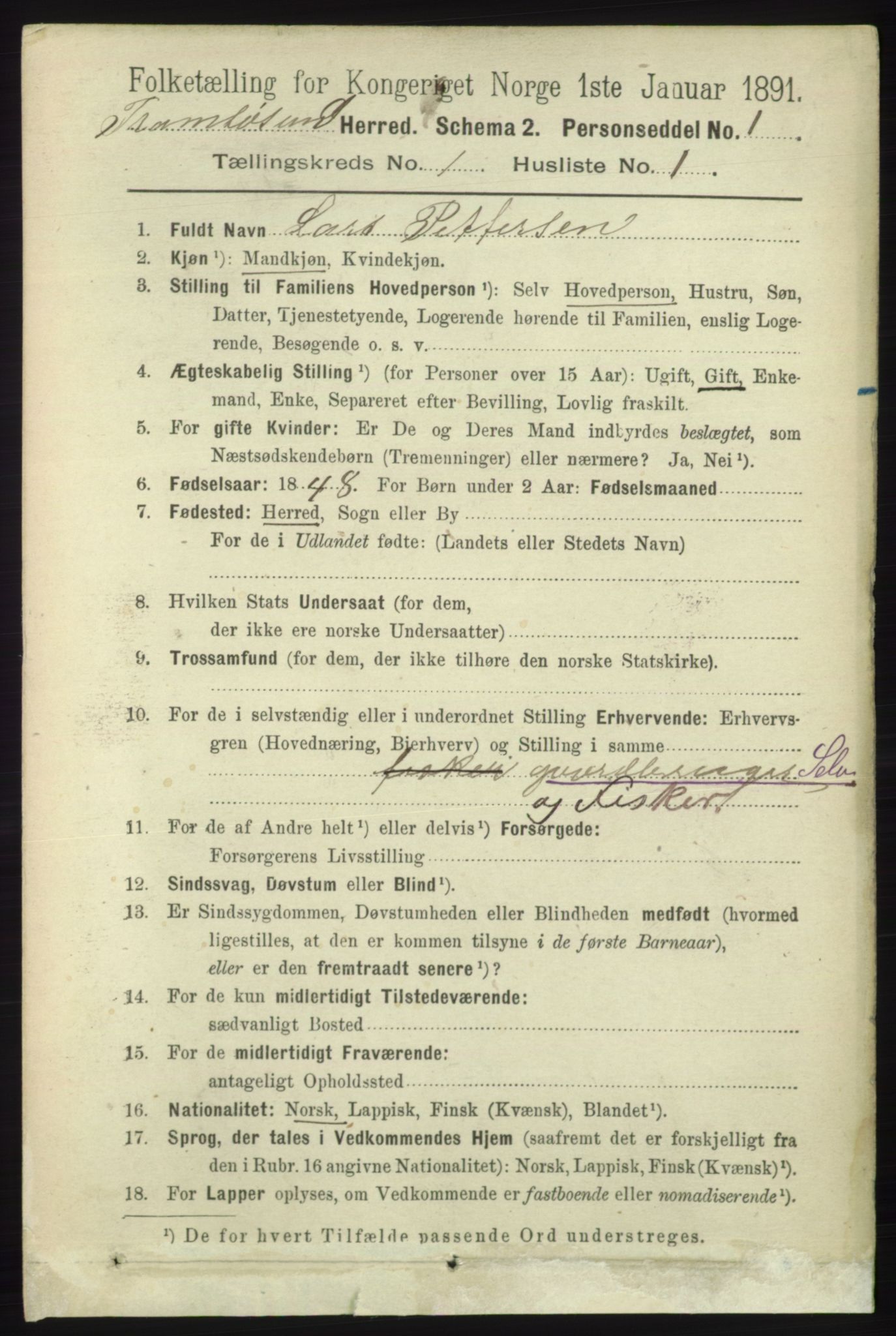 RA, 1891 census for 1934 Tromsøysund, 1891, p. 82