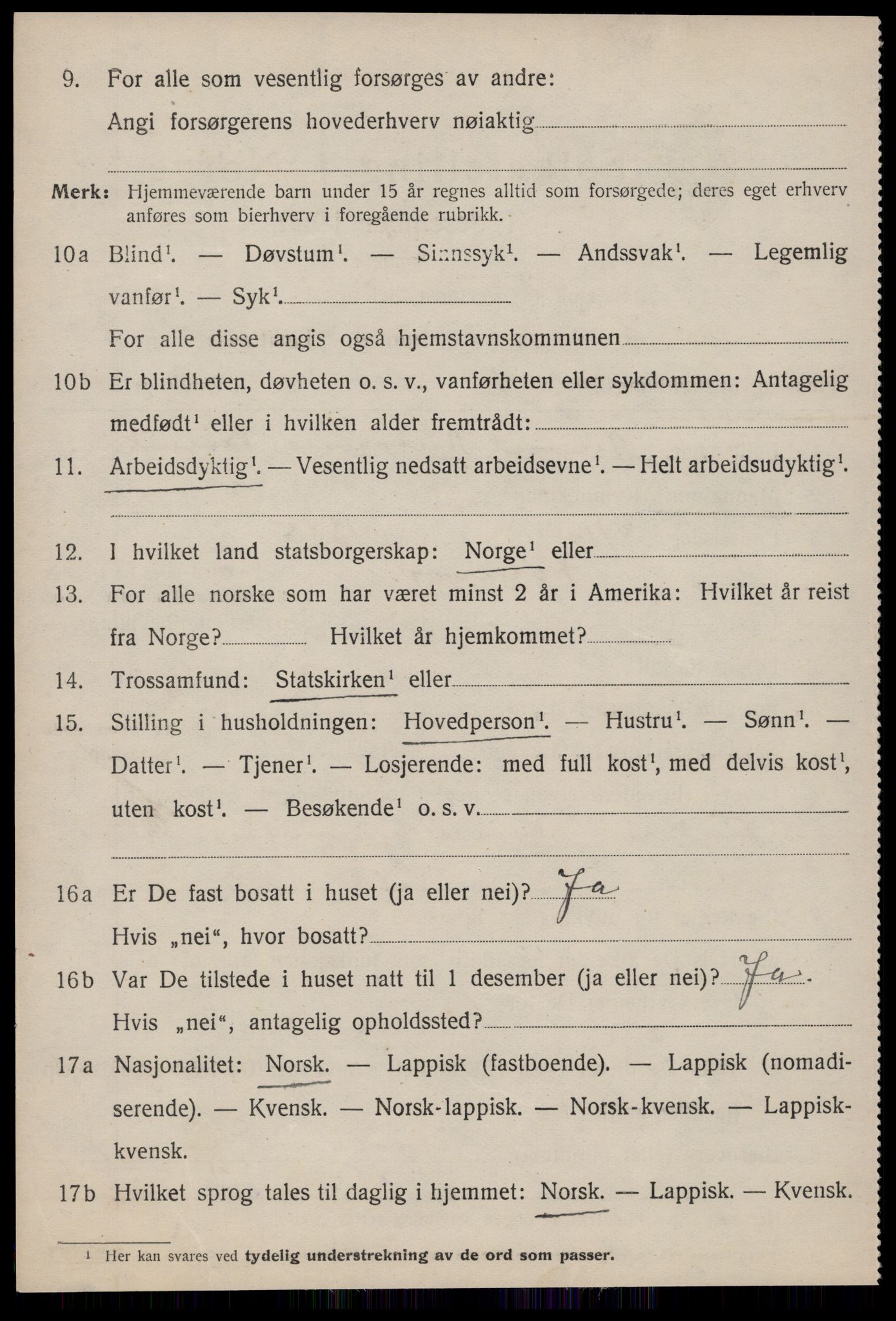 SAT, 1920 census for Kvenvær, 1920, p. 447