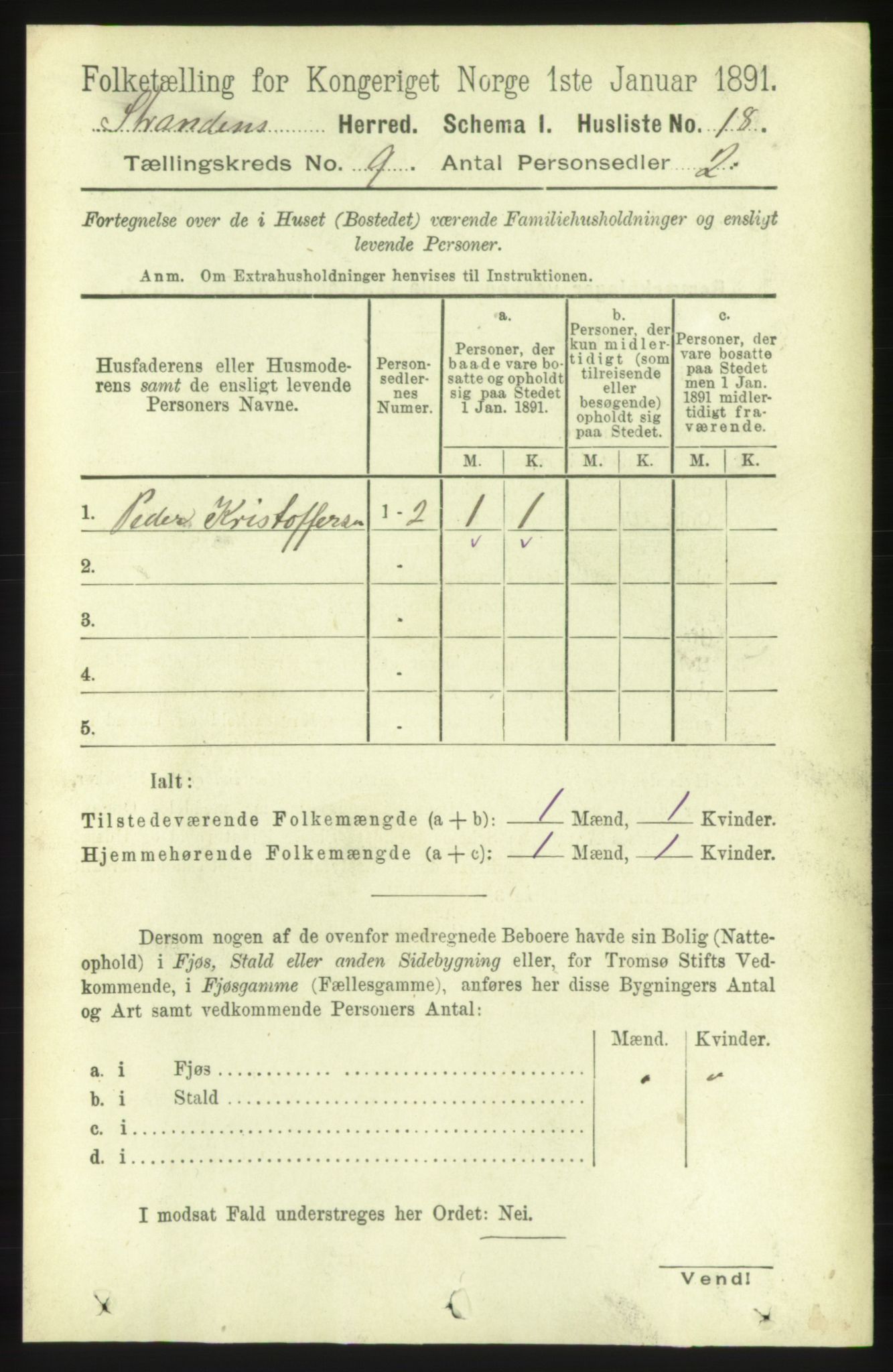 RA, 1891 census for 1525 Stranda, 1891, p. 2185